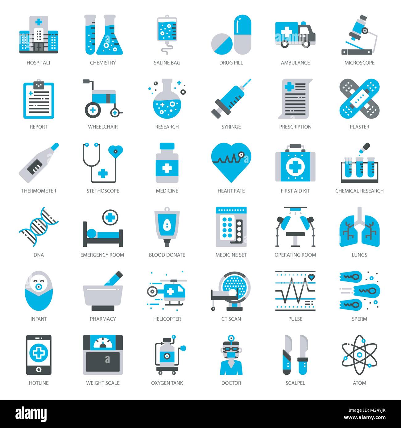 Les soins de santé et médicaux, parfaitement plate, icône pixel isolé sur fond blanc Illustration de Vecteur