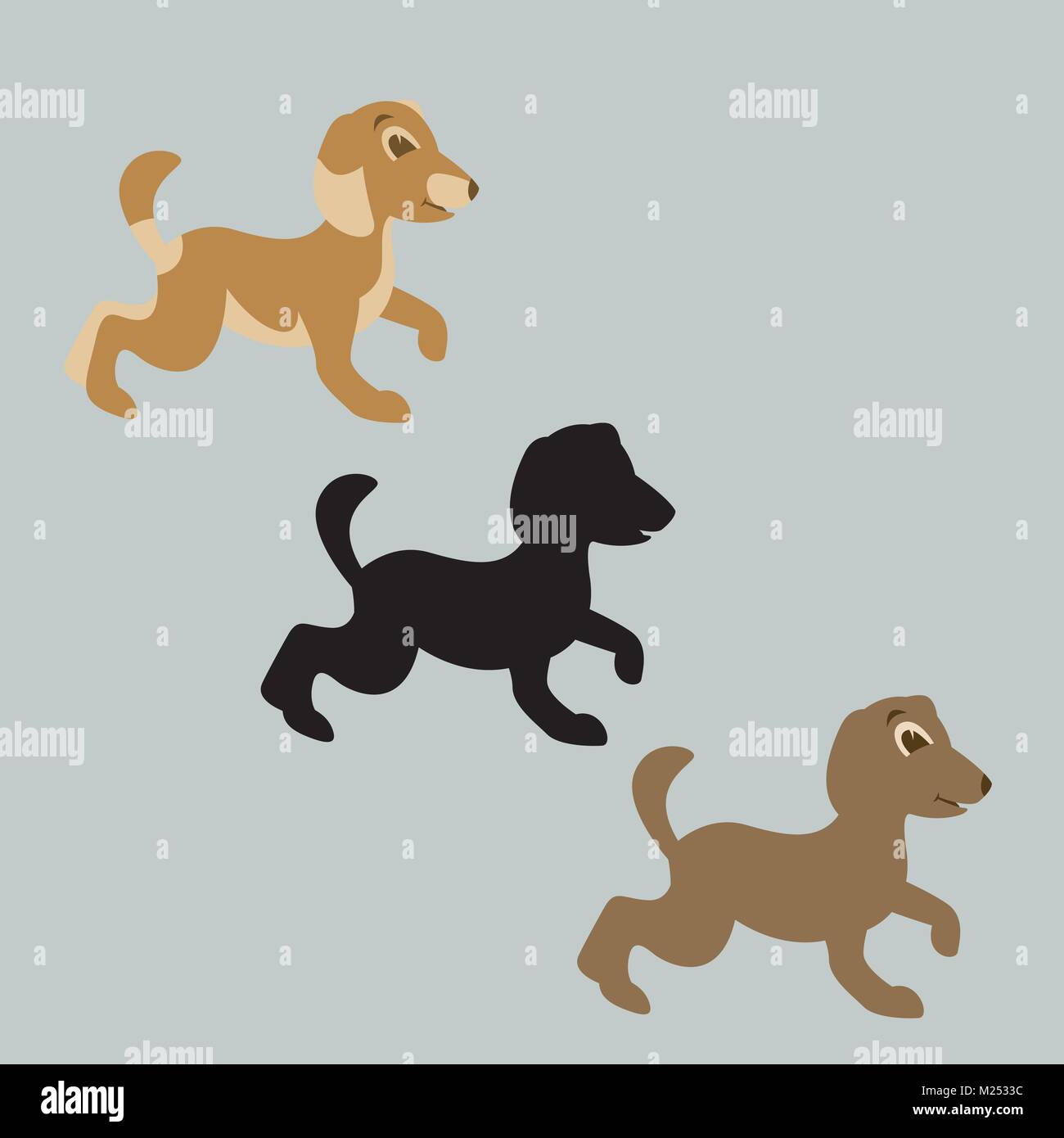 Cartoon vector illustration télévision chien noir style silhouette Illustration de Vecteur