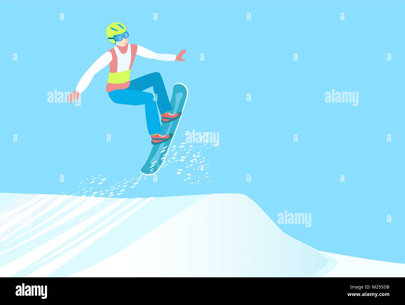 Snowboard professionnel, sport d'hiver. Illustration de Vecteur