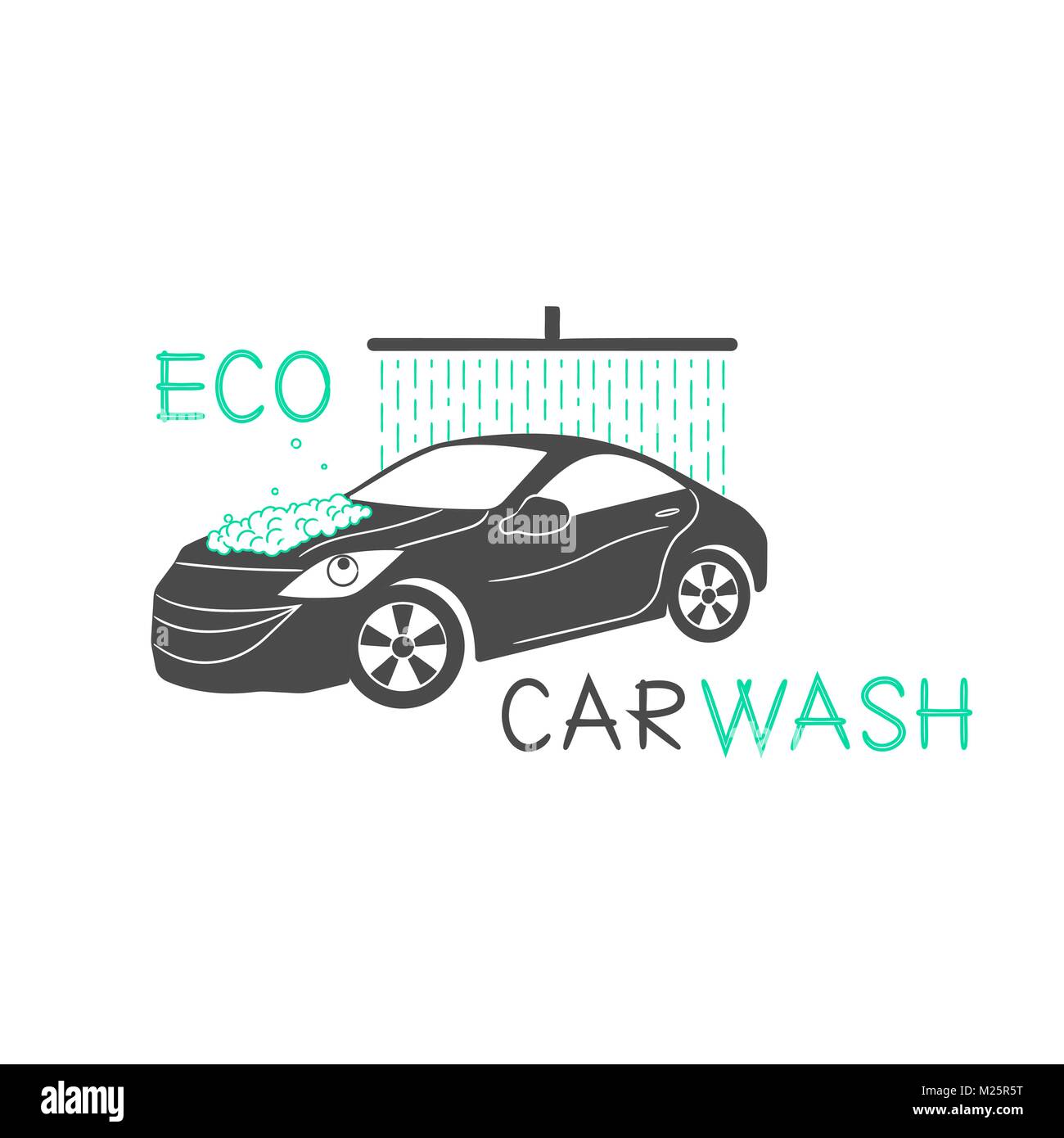 Lavage de voiture logo sur fond blanc, l'éco-friendly Illustration de Vecteur
