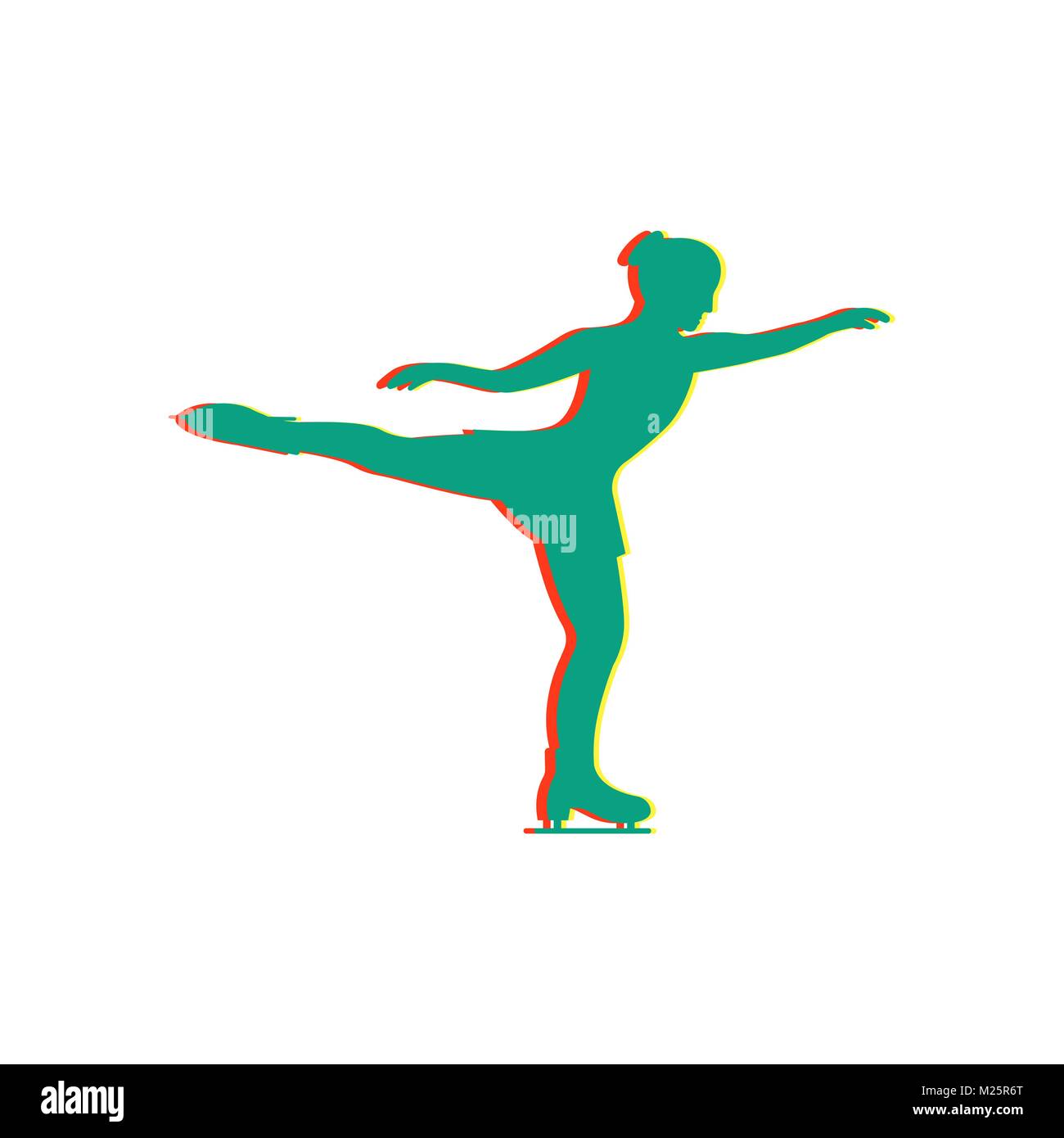 Patinage artistique. Icône glitch isolés Illustration de Vecteur