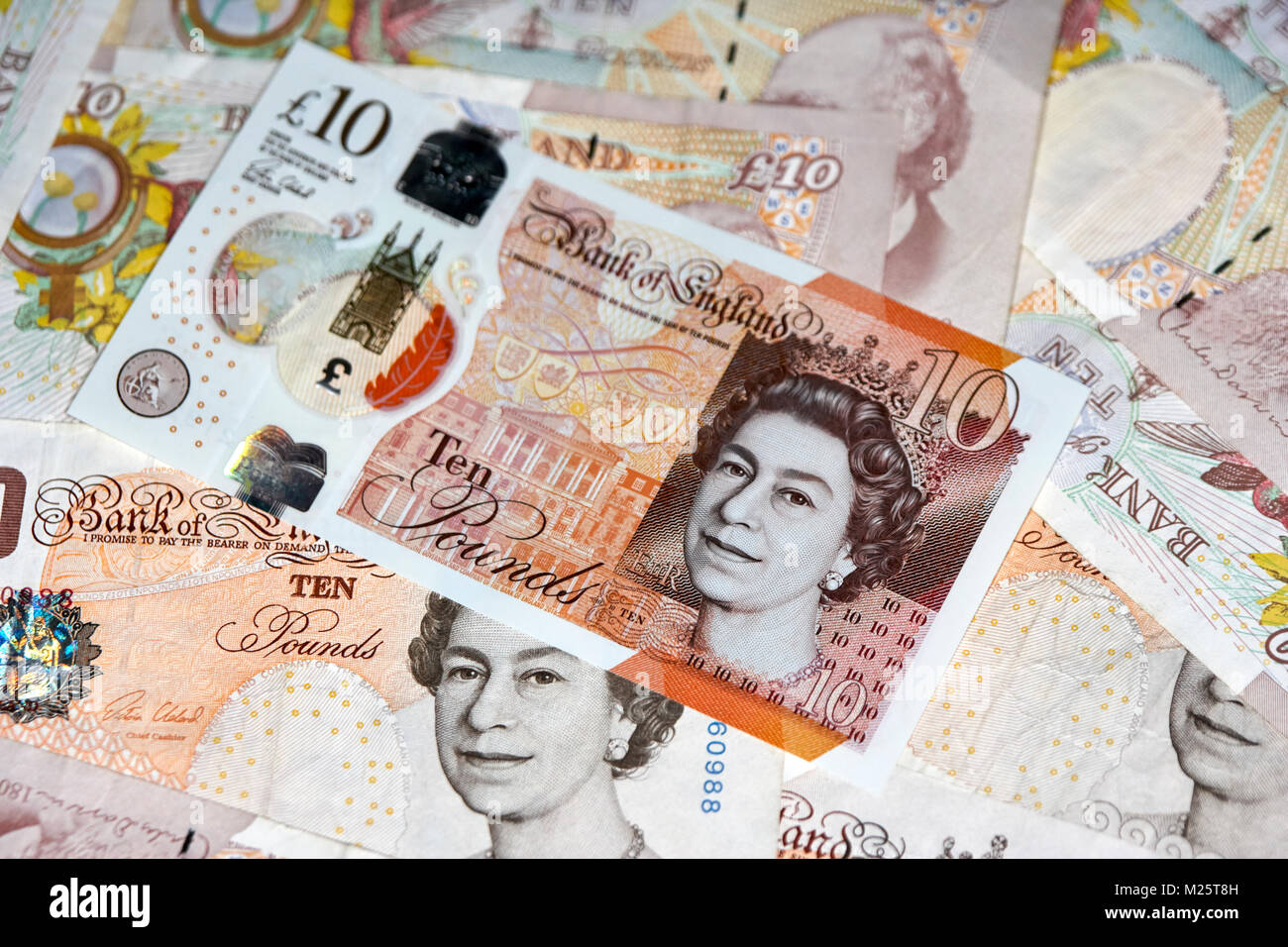 Nouveau polymère 10 notes quid avec peu de temps à être réduite de 10 livres papier notes dans l'uk Banque D'Images