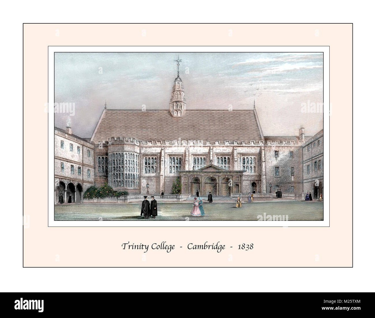 Trinity College Cambridge Conception originale basée sur une gravure du xixe siècle Banque D'Images