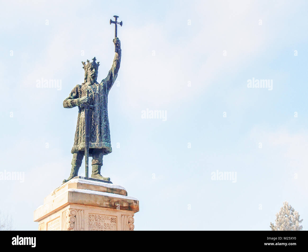 Etienne le Grand Monument dans le centre de Chisinau, Moldova. (Inscription en languаge roumaine : Etienne le Grand) Banque D'Images