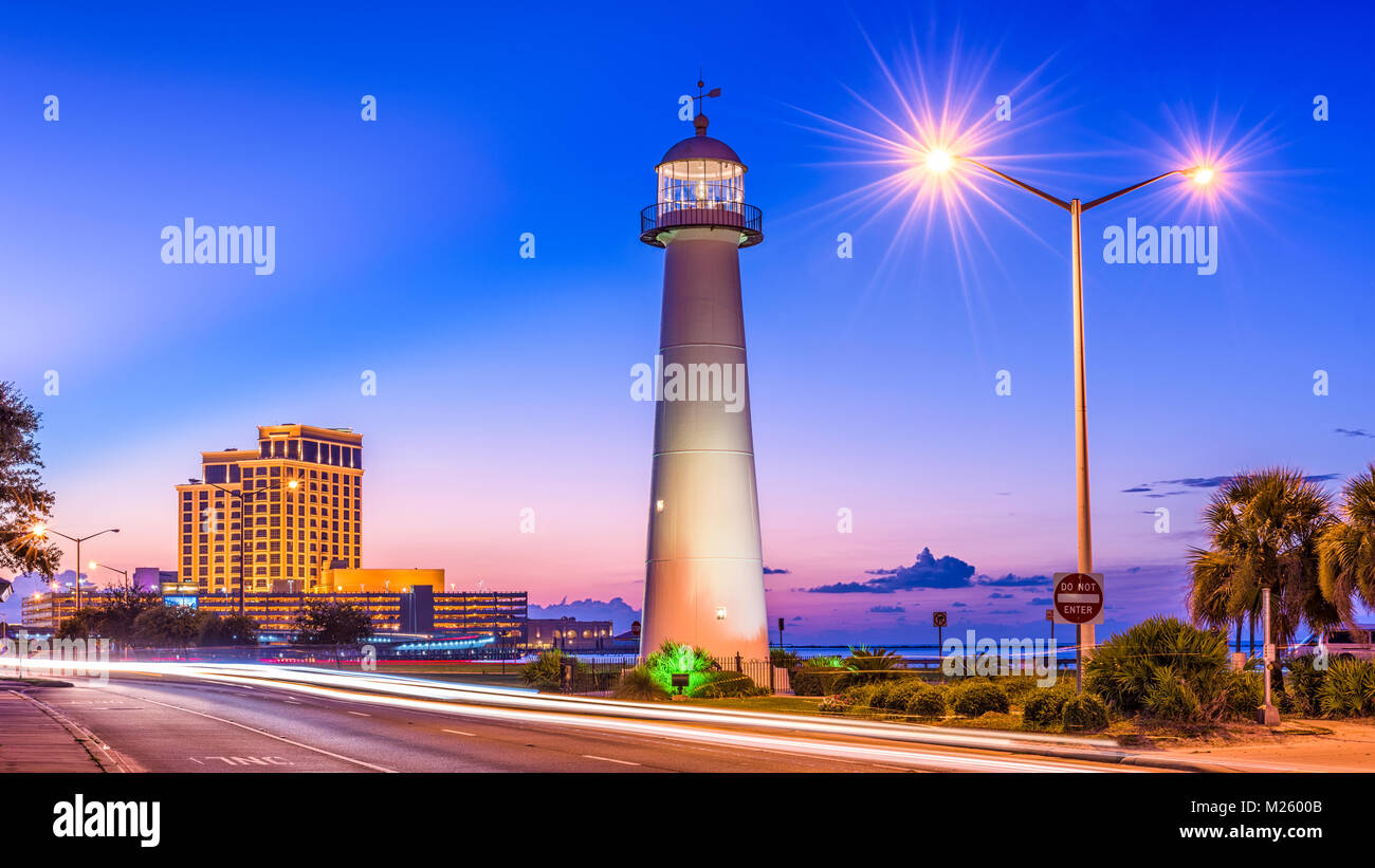 Biloxi, Mississippi, USA au phare de Biloxi. Banque D'Images