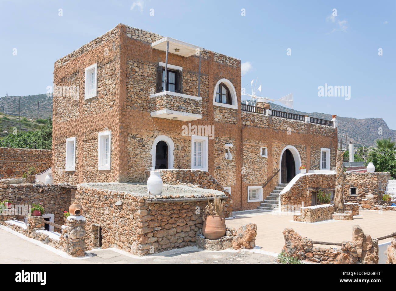 Maison typique crétois à Crète Lychnostatis Open Air Museum, Hersonissos, Crète (Héraklion, Région Crète, Grèce) Banque D'Images