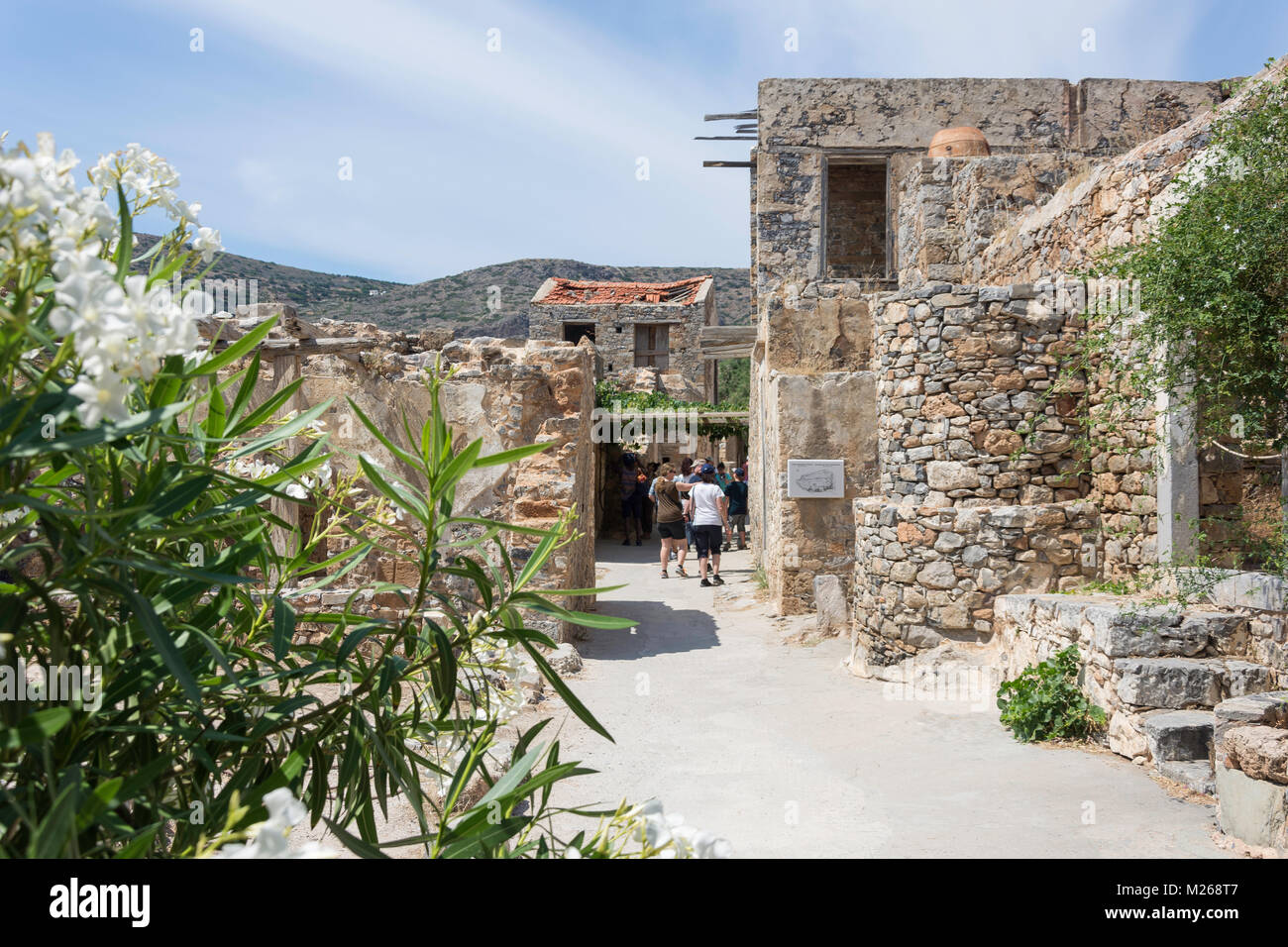 Ancienne léproserie bâtiments sur l'île de Spinalonga (Kalydon), Elounda, Crète, Λασίθι (Crète), Grèce Banque D'Images