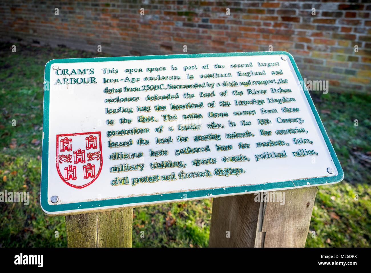 Oram's arbour park sign, signalisation, Winchester, England, UK Banque D'Images