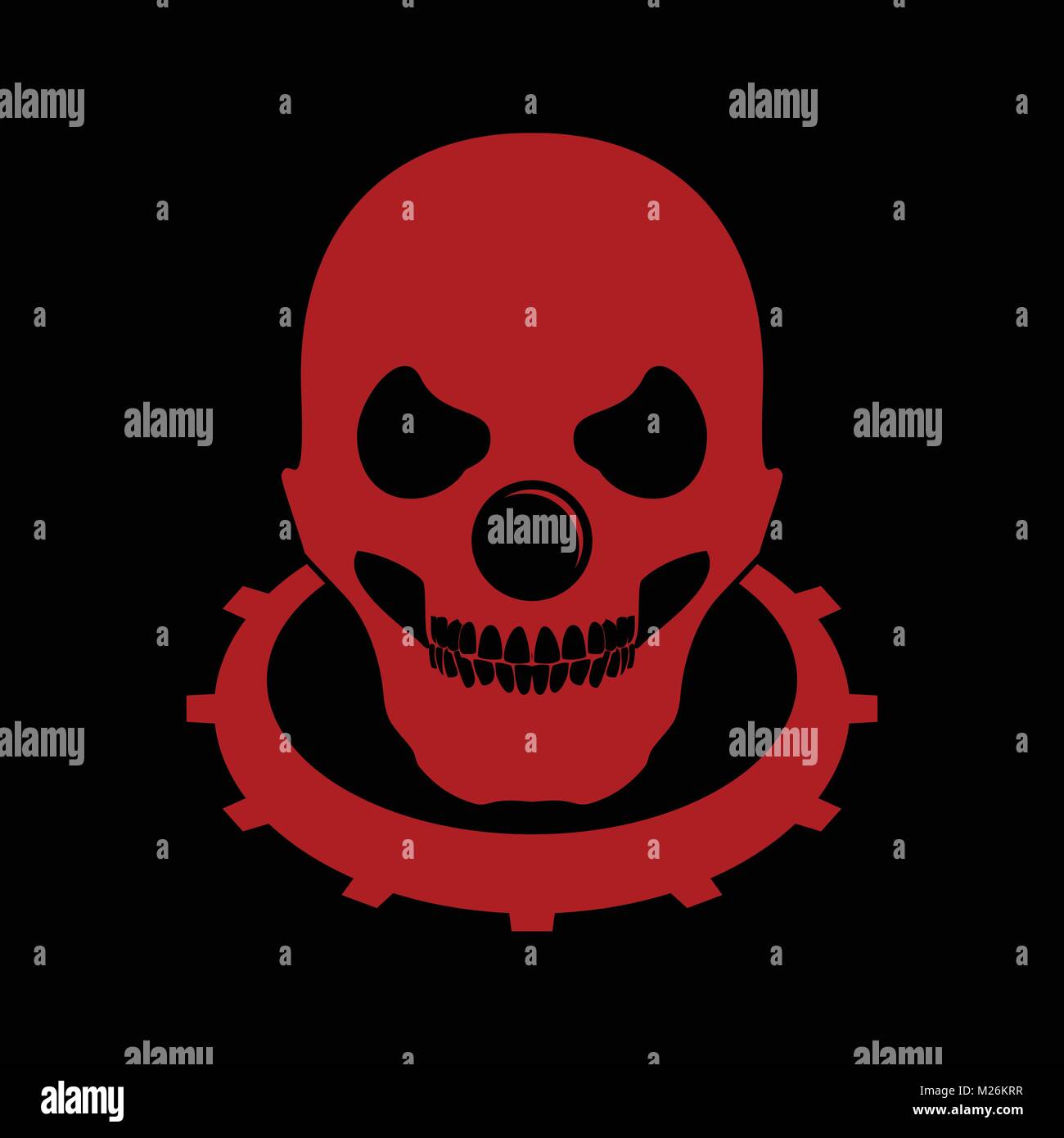 Crâne Chauve rouge tête de clown Symbole Logo Emblème Vector Graphic Design Illustration de Vecteur