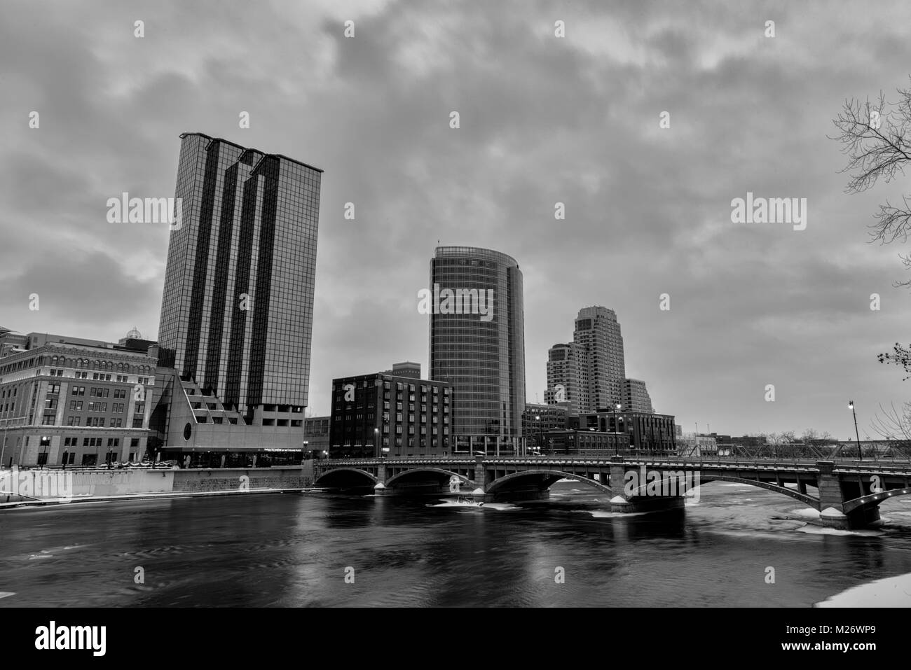 Une vue sur le centre-ville de Grand Rapids, Michigan. Banque D'Images