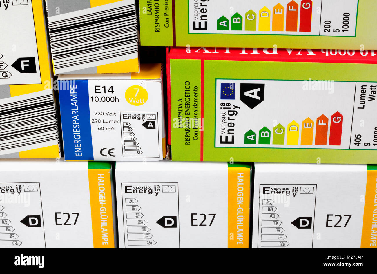 Les étiquettes des produits à haut rendement énergétique Banque D'Images