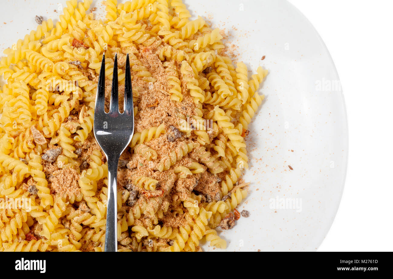Les aliments pratiques, des nouilles instantanées, des pâtes à la bolognaise avec de la viande Banque D'Images