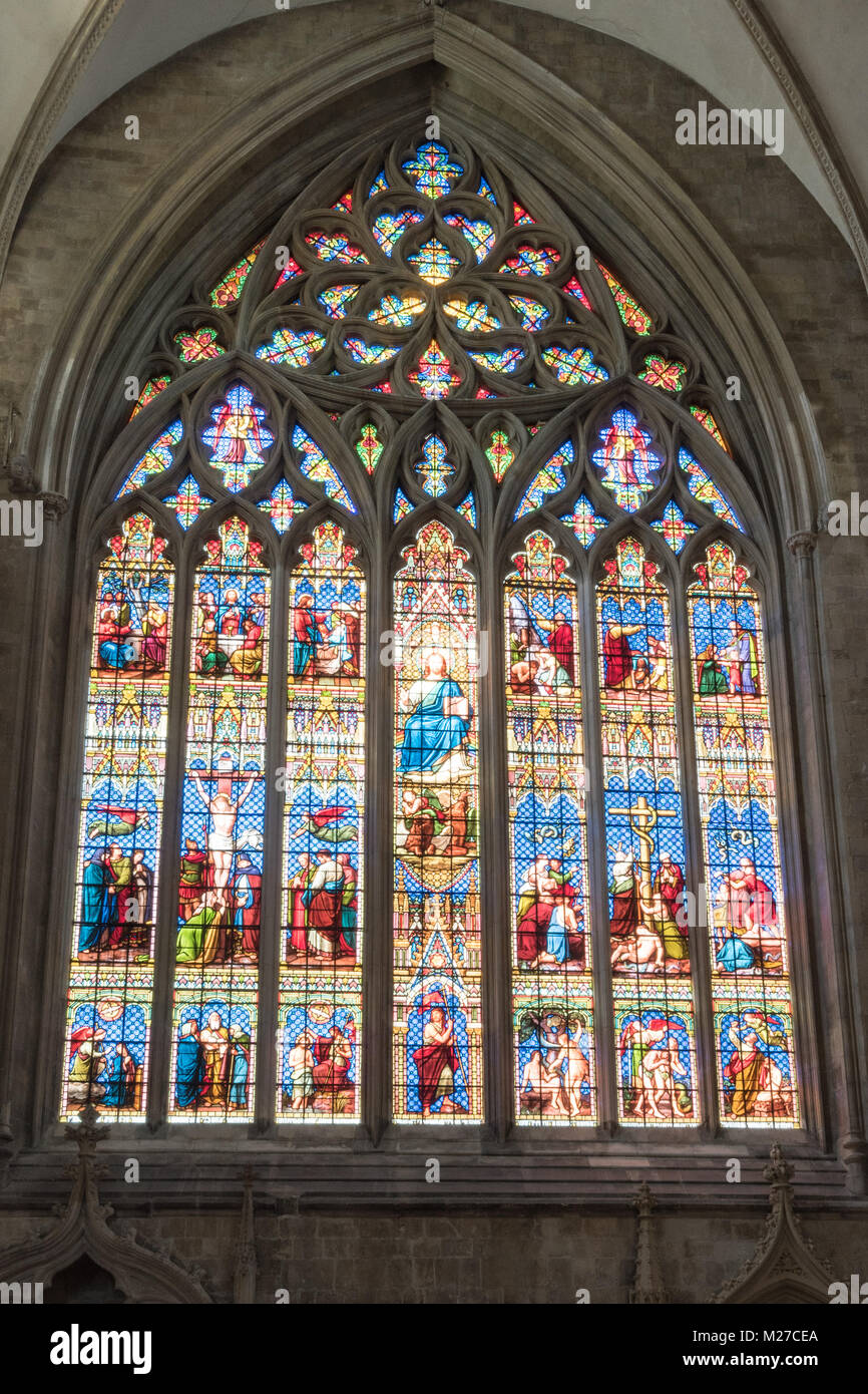 Vitrail de la cathédrale de Chichester, intérieur, Chichester, West Sussex, Angleterre Banque D'Images