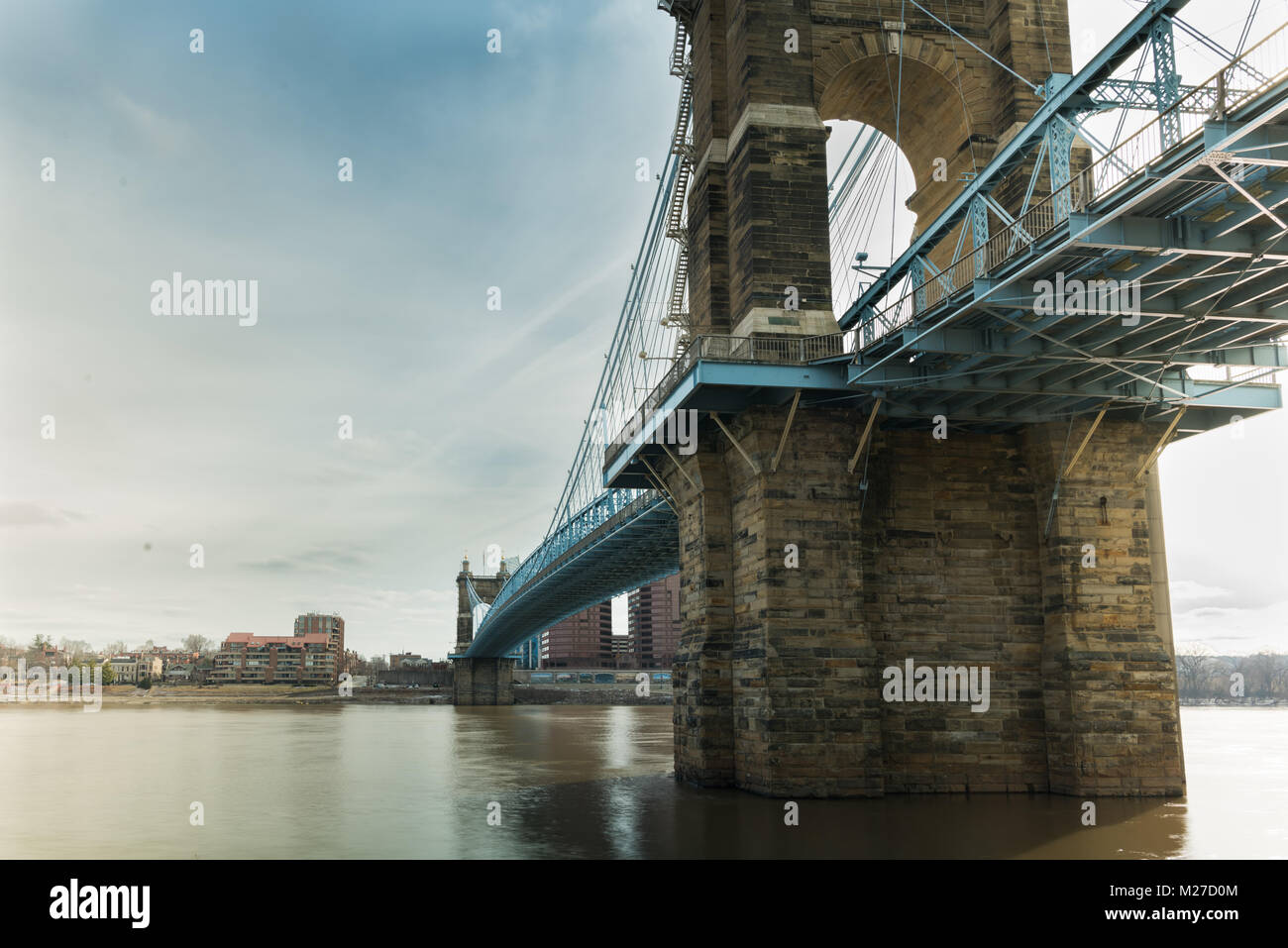 Roebling Bridge de Cincinnati (Ohio). Conçu par John Roebling - le concepteur de son grand frère le pont de Brooklyn. Banque D'Images