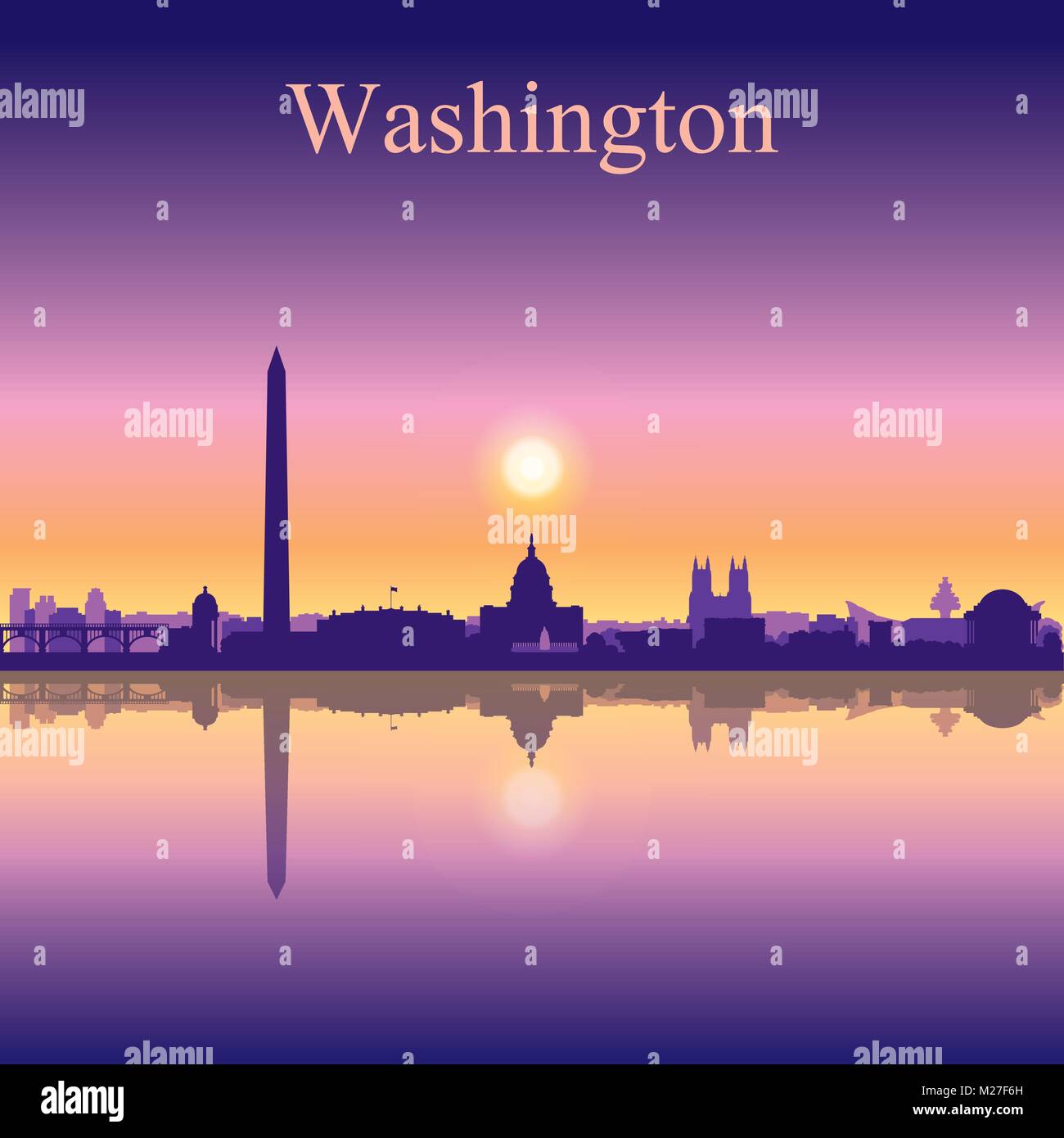 Le centre-ville de Washington, fond silhouette vector illustration Illustration de Vecteur