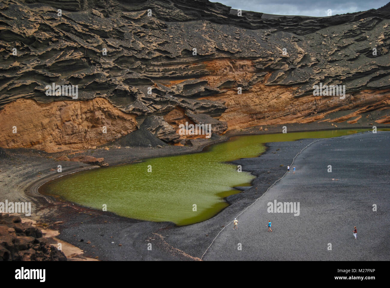 El Golfo, le Green Lagoon, paysages volcaniques et paysage en Lanzarote, îles canaries Banque D'Images