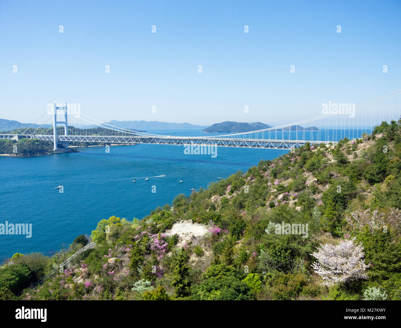 Le grand pont de Seto ou Pont Seto Ohashi ou Golden Gate Bridge est une série de ponts reliant deux étages et dans les préfectures d'Okayama Kagawa Japa Banque D'Images