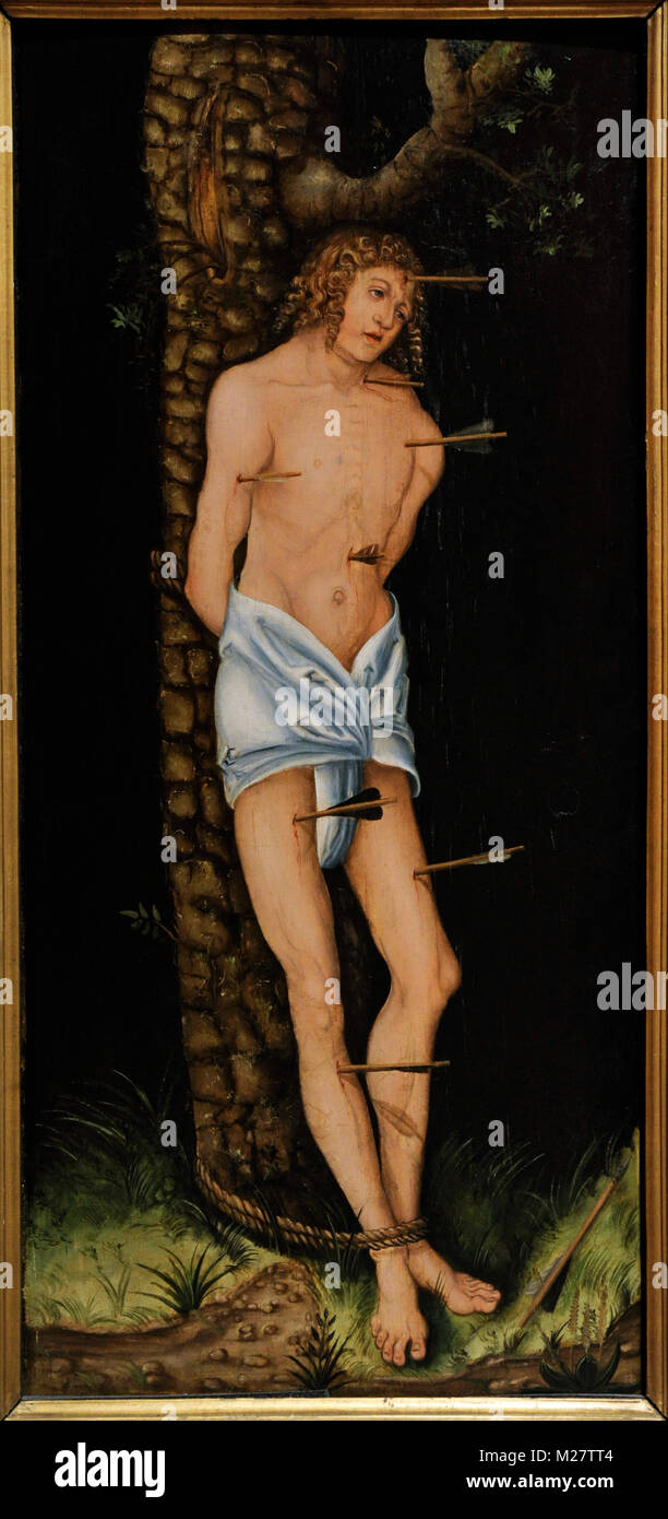 Saint Sébastien, 1543, par l'atelier de Lucas Cranach l'ancien (16e siècle). Galerie nationale. Oslo. La Norvège. Banque D'Images
