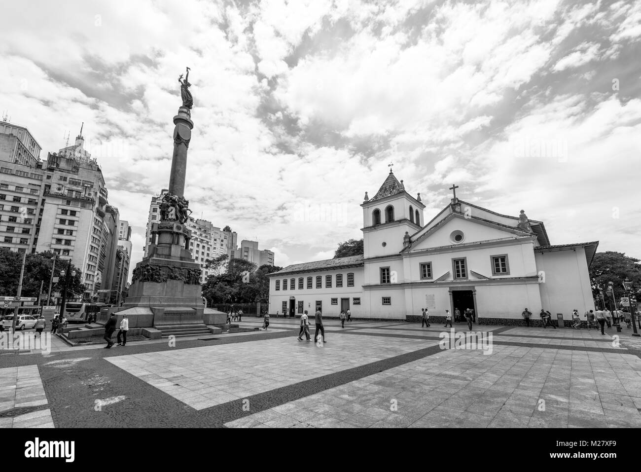 SAO PAULO, BRÉSIL - le 02 février : Noir et blanc de l'église de Sao Jose do Anchieta, situé dans la zone centrale de Sao Paulo, Brésil. Banque D'Images