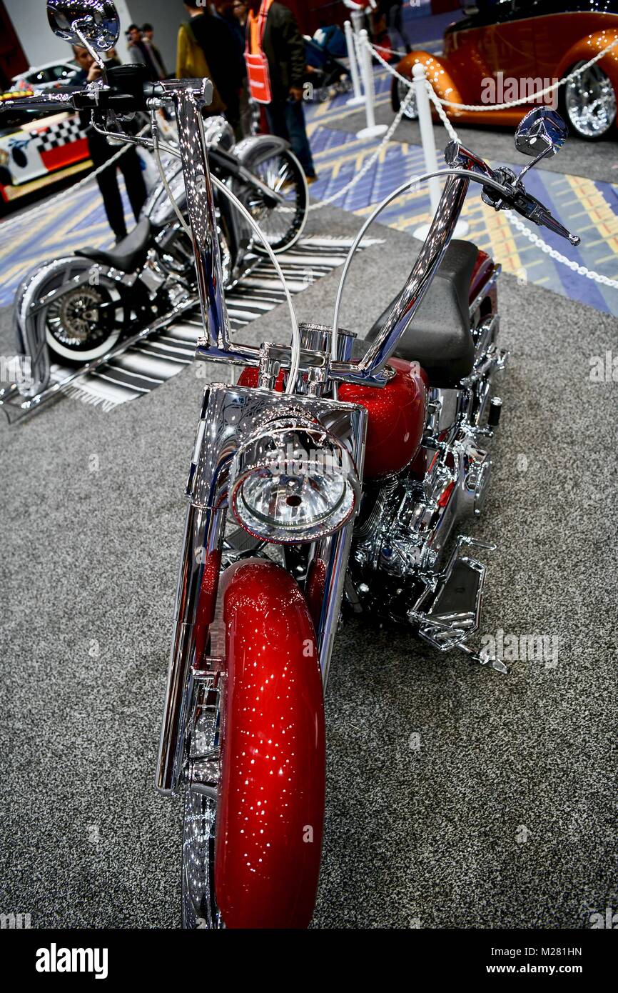 Chopper Harley Davidson exotiques au Salon de l'Auto 2018 Washington, Washington DC, USA Banque D'Images