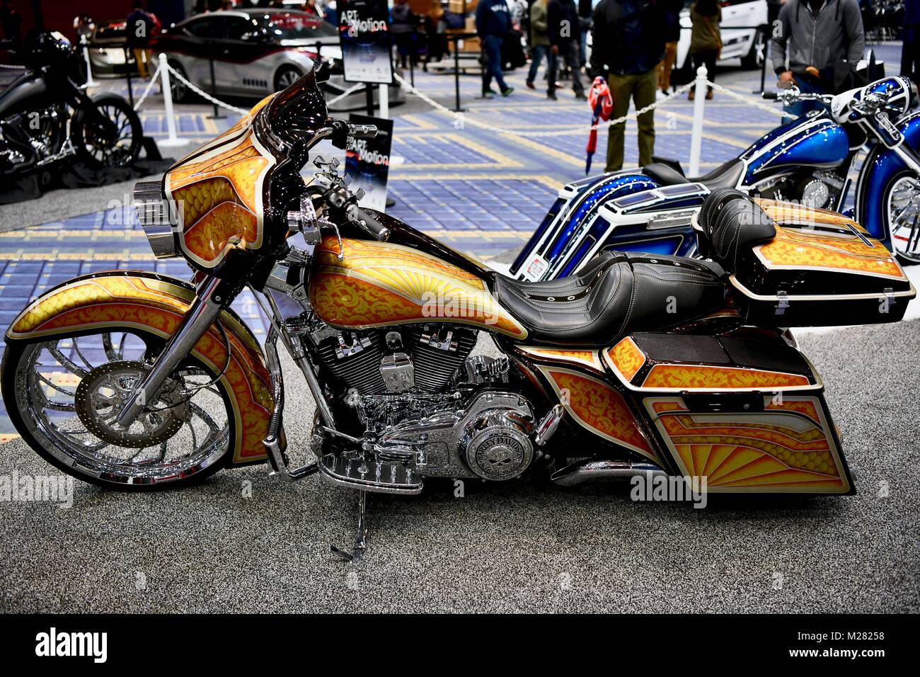 Chopper Harley Davidson exotiques au Salon de l'Auto 2018 Washington, Washington DC, USA Banque D'Images