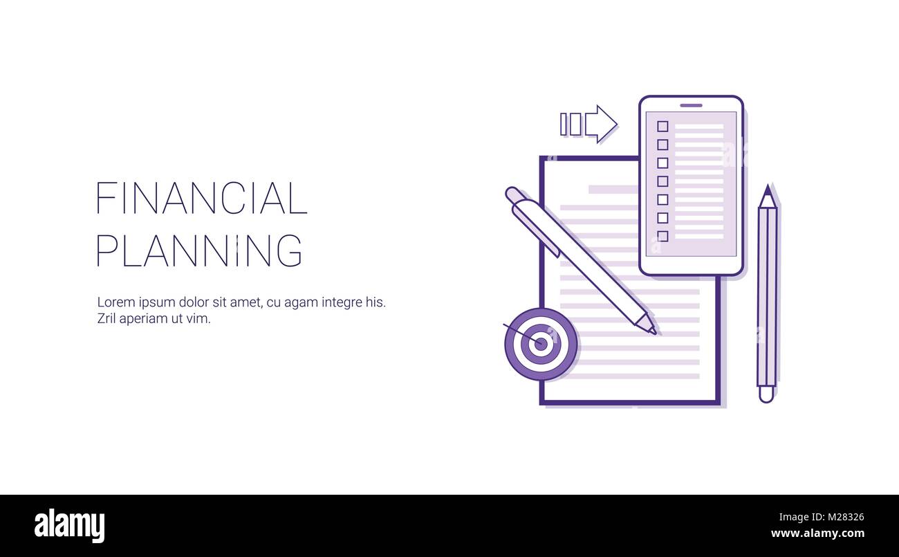 Concept d'entreprise de planification financière Bannière Web Template With Copy Space Illustration de Vecteur