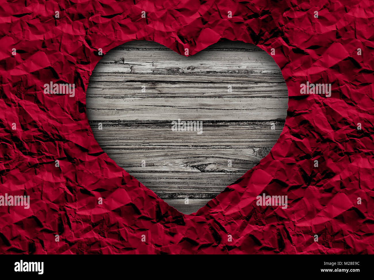 Valentine concept abstrait sur bois rustique avec copie espace dans un style 3D illustration. Banque D'Images