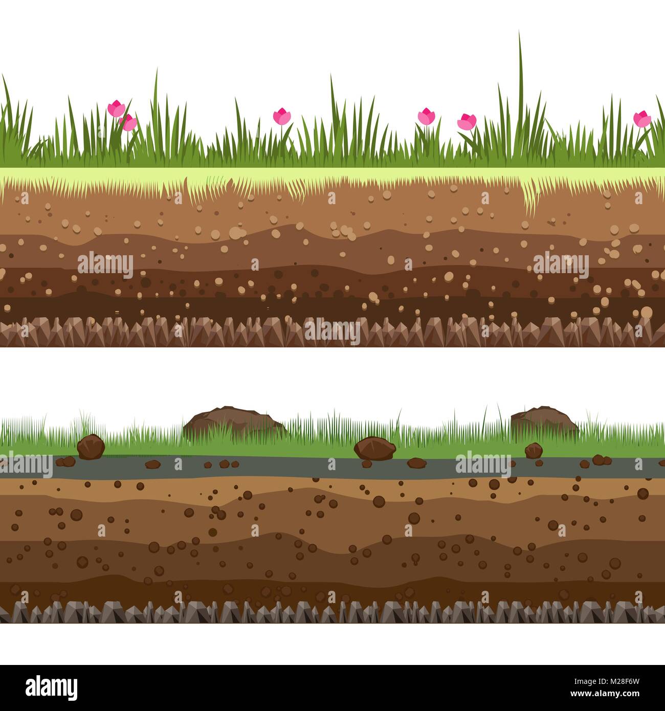 Couches du sol. La surface de la terre souterraine transparente, saletés ou couches d'argile en couches de rochers vector illustration Illustration de Vecteur