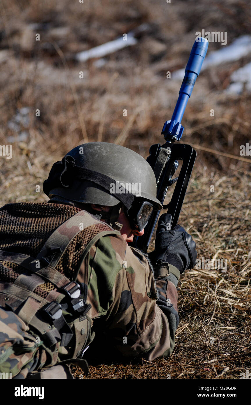 Les jeunes volontaires français à CFIM (Centre de formation militaire initiale) à Gap, Hautes-Alpes, France Banque D'Images