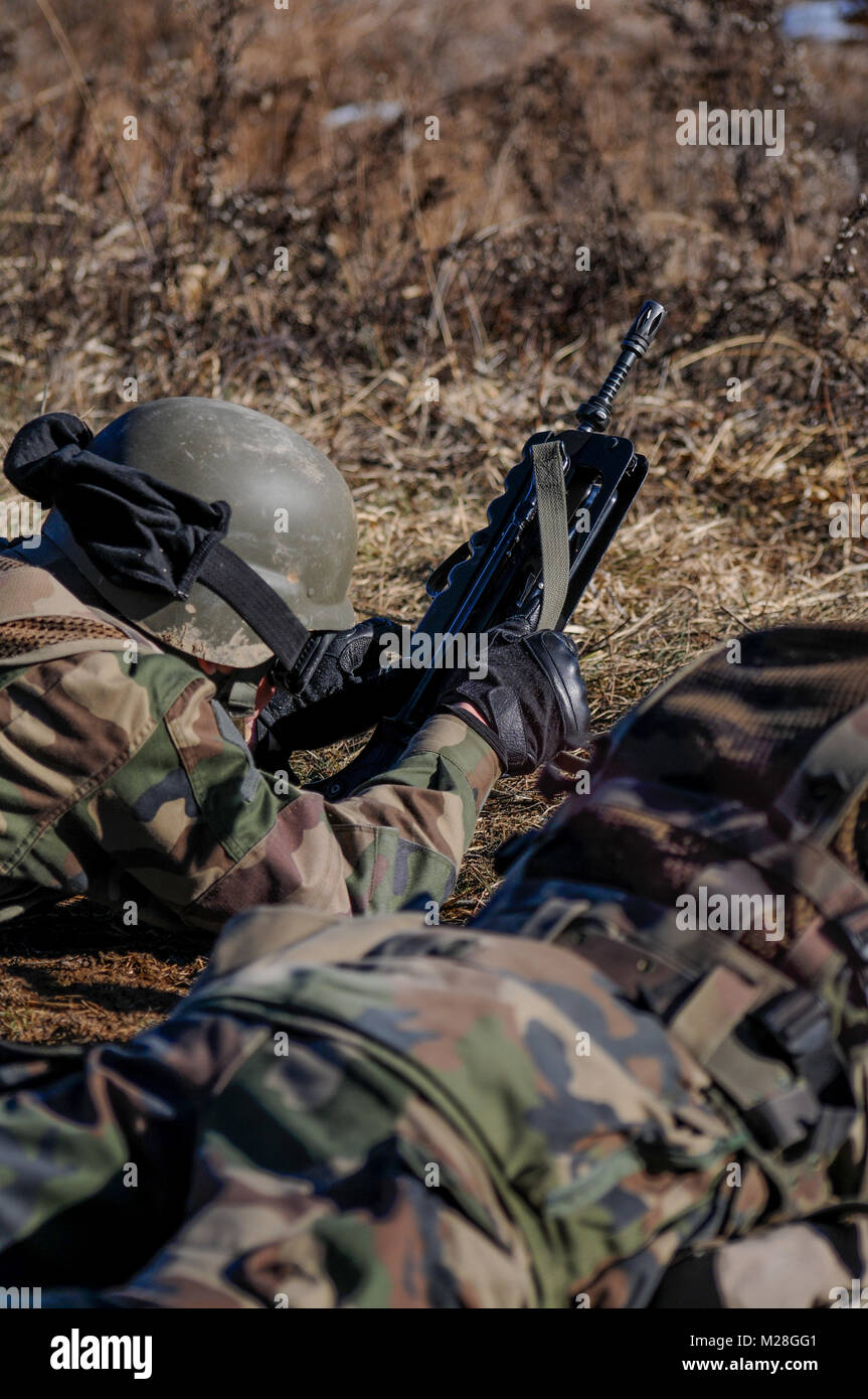 Les jeunes volontaires français à CFIM (Centre de formation militaire initiale) à Gap, Hautes-Alpes, France Banque D'Images