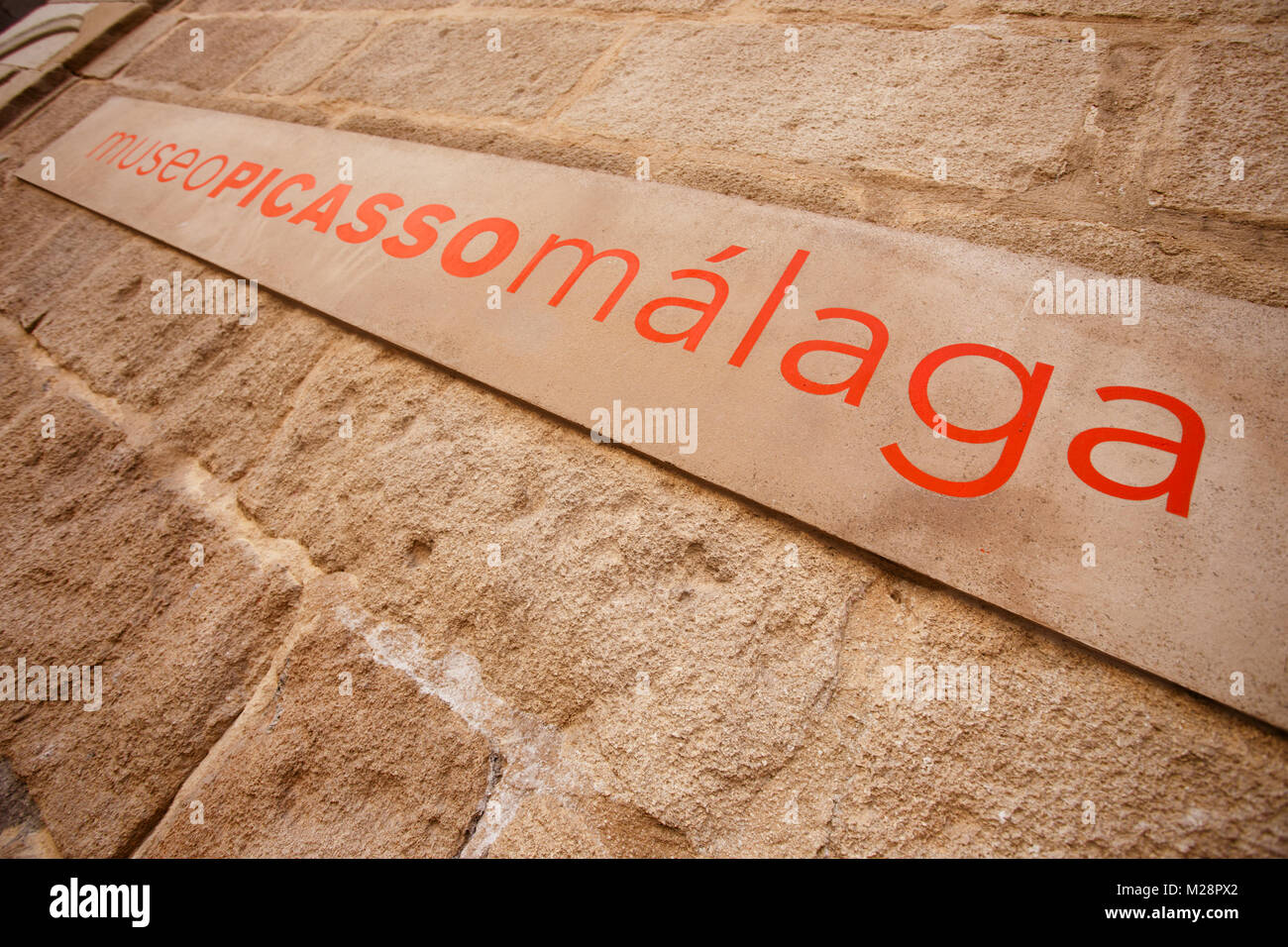 Inscription à l'entrée du mur musée Pablo Picasso de Malaga, en Espagne. Banque D'Images