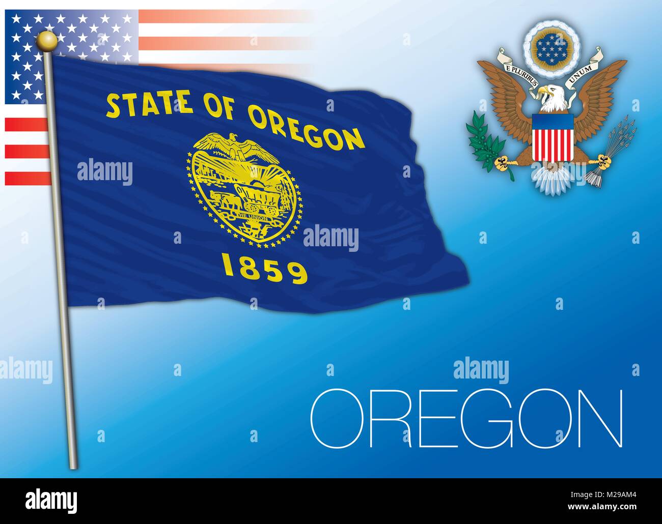 Drapeau de l'état fédéral de l'Oregon, United States Illustration de Vecteur