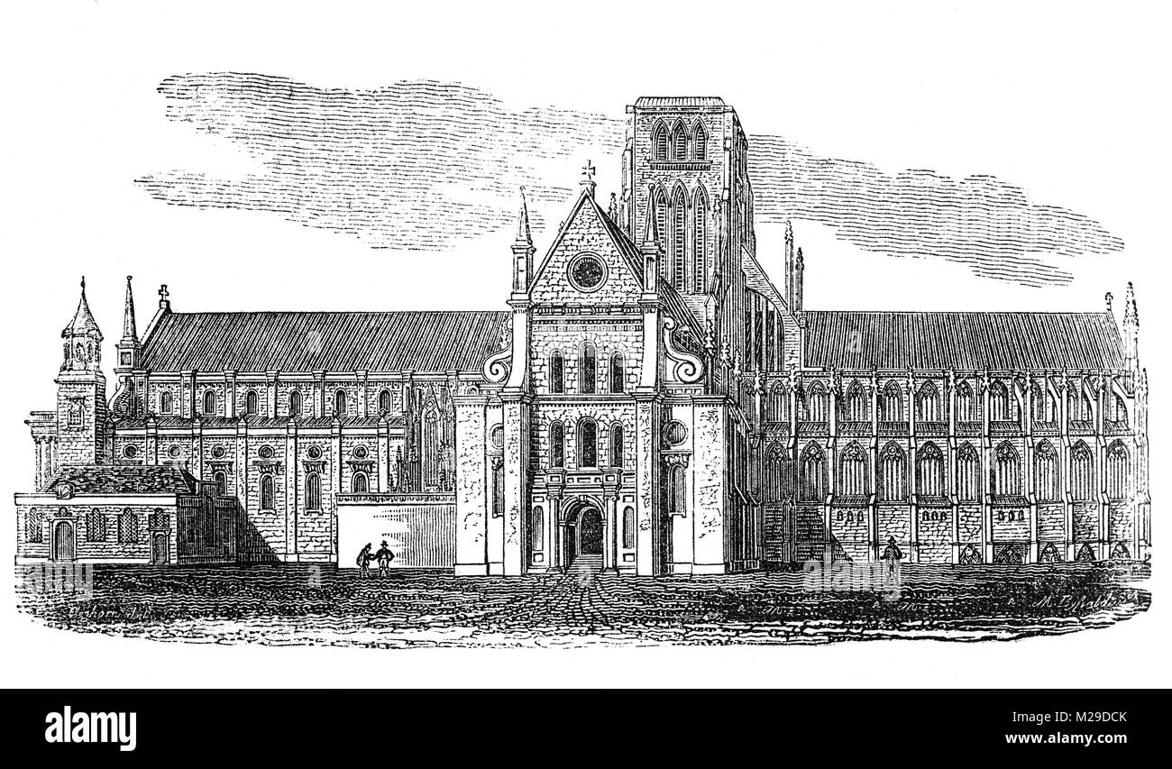 La quatrième St Paul's après la destruction du clocher par un incendie en 1561. Généralement appelé le vieux St Paul's, le bâtiment a été commencé par les Normands après l'incendie 1087 et consacrée en 1240. Londres, Angleterre. Banque D'Images