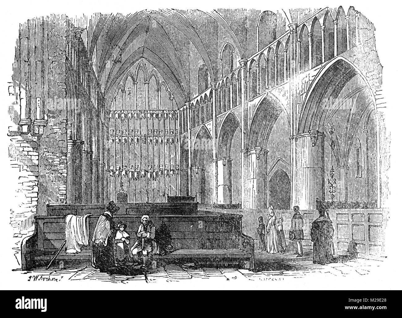 Le choeur de St Mary Overies (maintenant appelé la cathédrale de Southwark) a été l'église d'un prieuré augustinien, Southwark, Prieuré dédié à la Vierge Marie entre 1106 et 1538. L'actuel édifice gothique fut construit entre 1220 et 1420 après que l'église a été gravement endommagé dans le grand incendie de 1212 et se trouve sur la rive sud de la Tamise près de London Bridge, London Banque D'Images