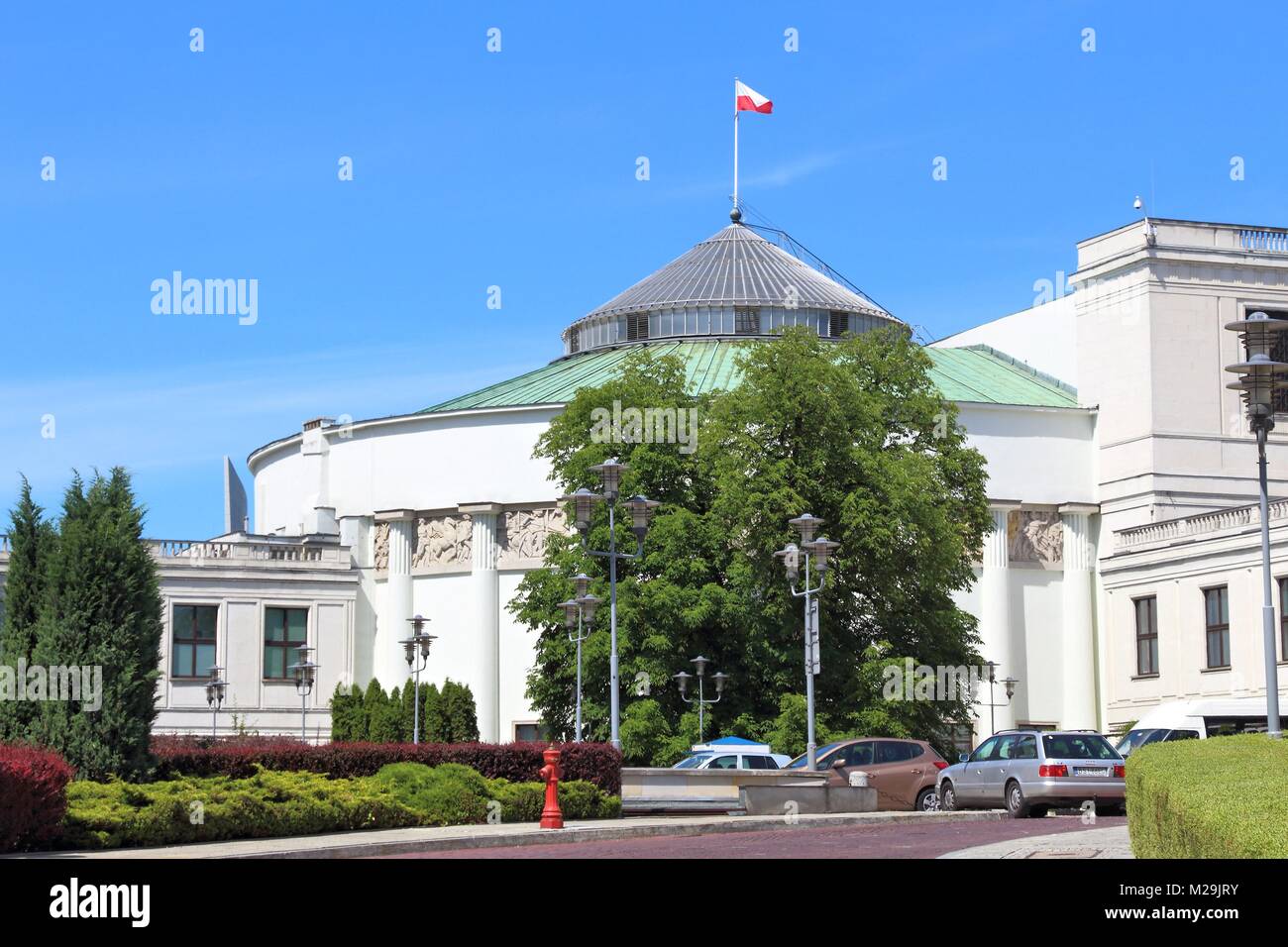Varsovie, Pologne - 19 juin 2016 : vue extérieure du bâtiment du Parlement (Sejm) à Varsovie, Pologne. Varsovie est la capitale de la Pologne. 1,7 millions de personnes Banque D'Images