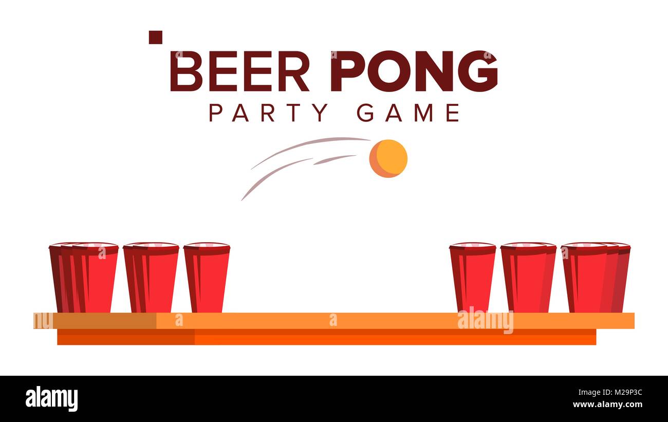 Beer Pong Jeu Vector. Jeu de l'alcool. Tasses rouge et balle de ping-pong.  Télévision illustration isolé Image Vectorielle Stock - Alamy