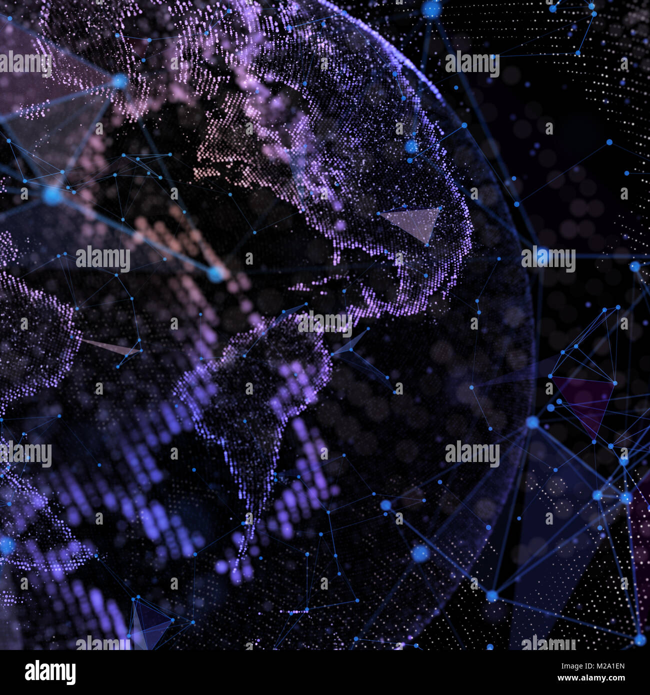 La communication des personnes dans un réseau social sans limites. Les lignes de connexion autour de Earth Globe.Le concept de réseau social. 3d illustration. Banque D'Images