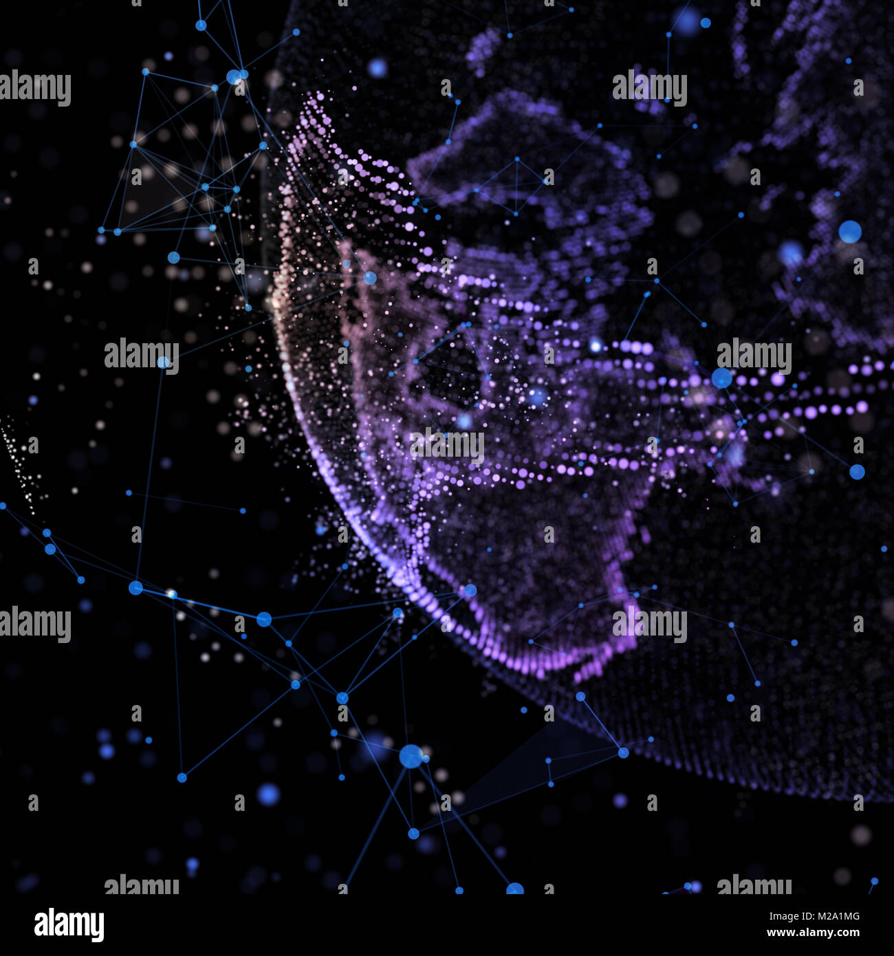 La communication des personnes dans un réseau social sans limites. Les lignes de connexion autour de Earth Globe.Le concept de réseau social. 3d illustration. Banque D'Images