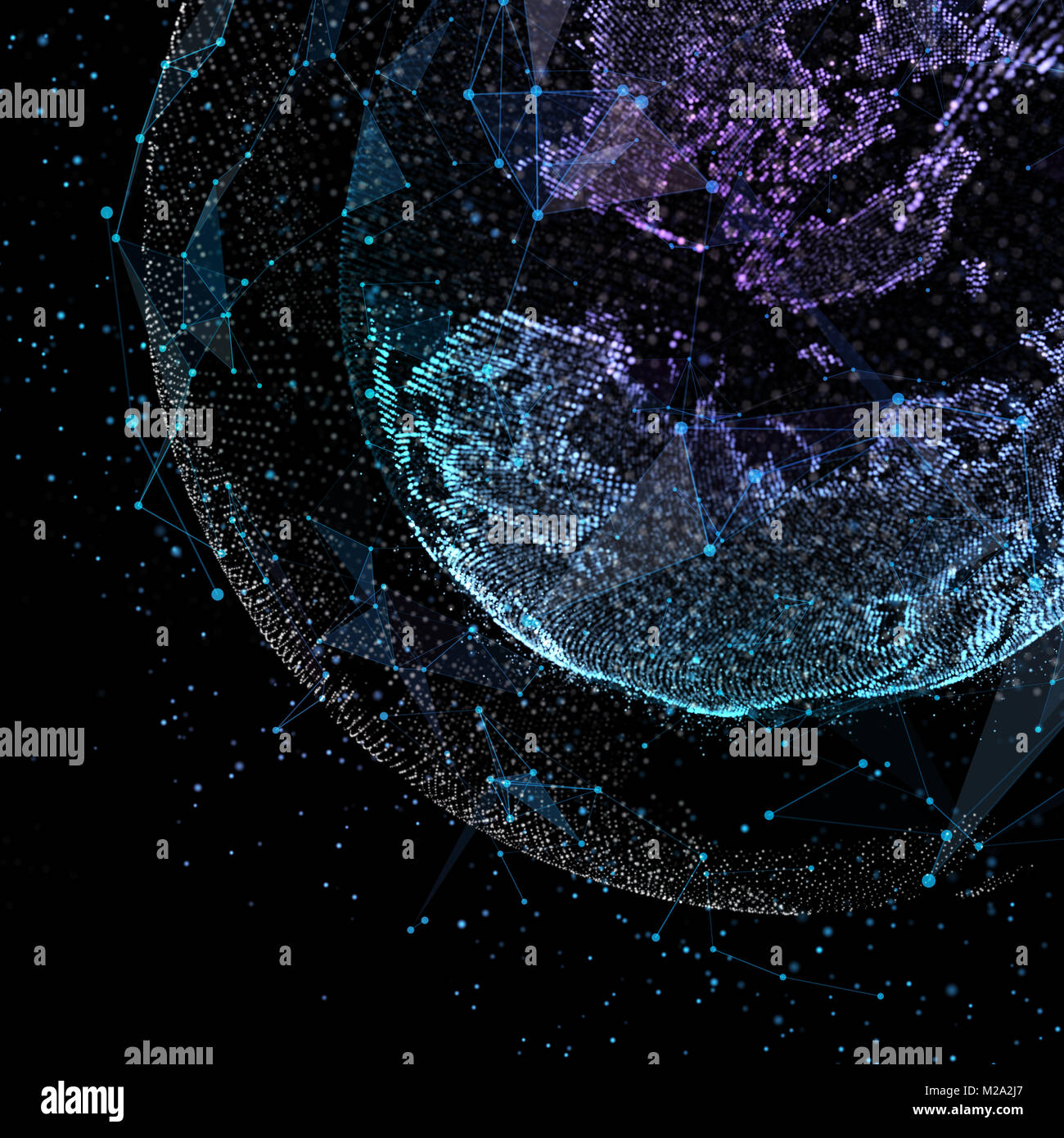 La communication des personnes dans un réseau social sans limites. Les lignes de connexion autour de Earth Globe.Le concept de réseau social. 3d illustration. Banque D'Images