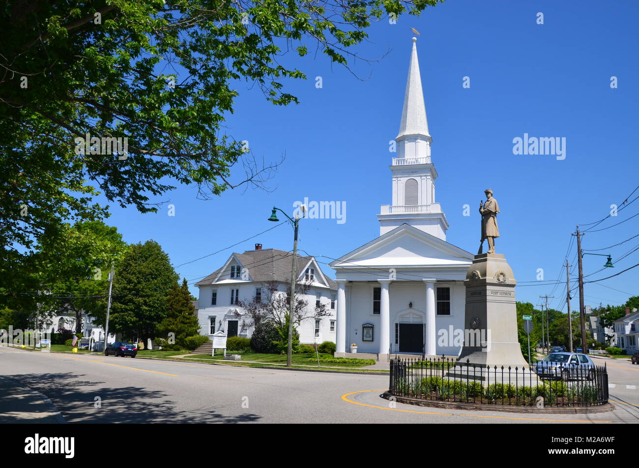 Église congrégationaliste mystique mystic Connecticut USA, un jour ensoleillé, 2017 Banque D'Images