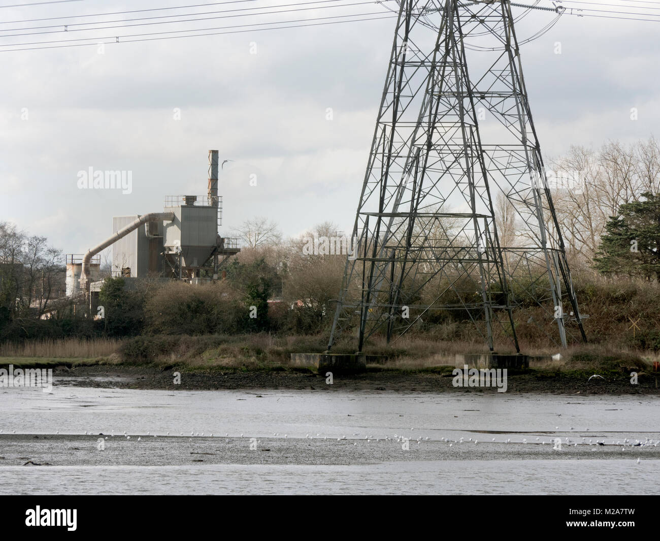Hanson Aggregates usine industrielle, Eling Wharf, Totton, Hampshire, England, UK Banque D'Images