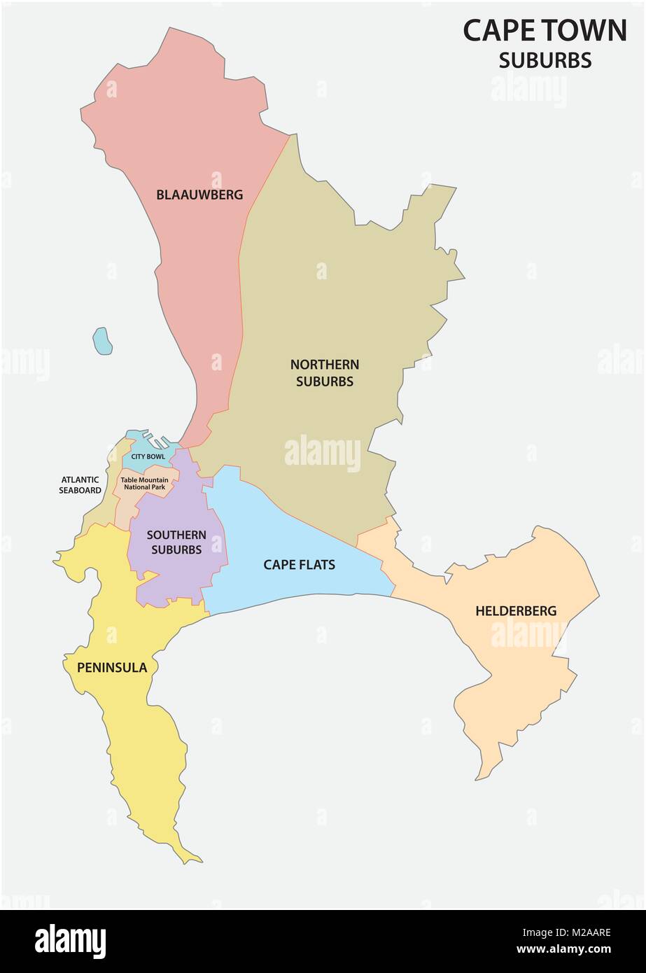 Cape Town suburb carte vectorielle Illustration de Vecteur
