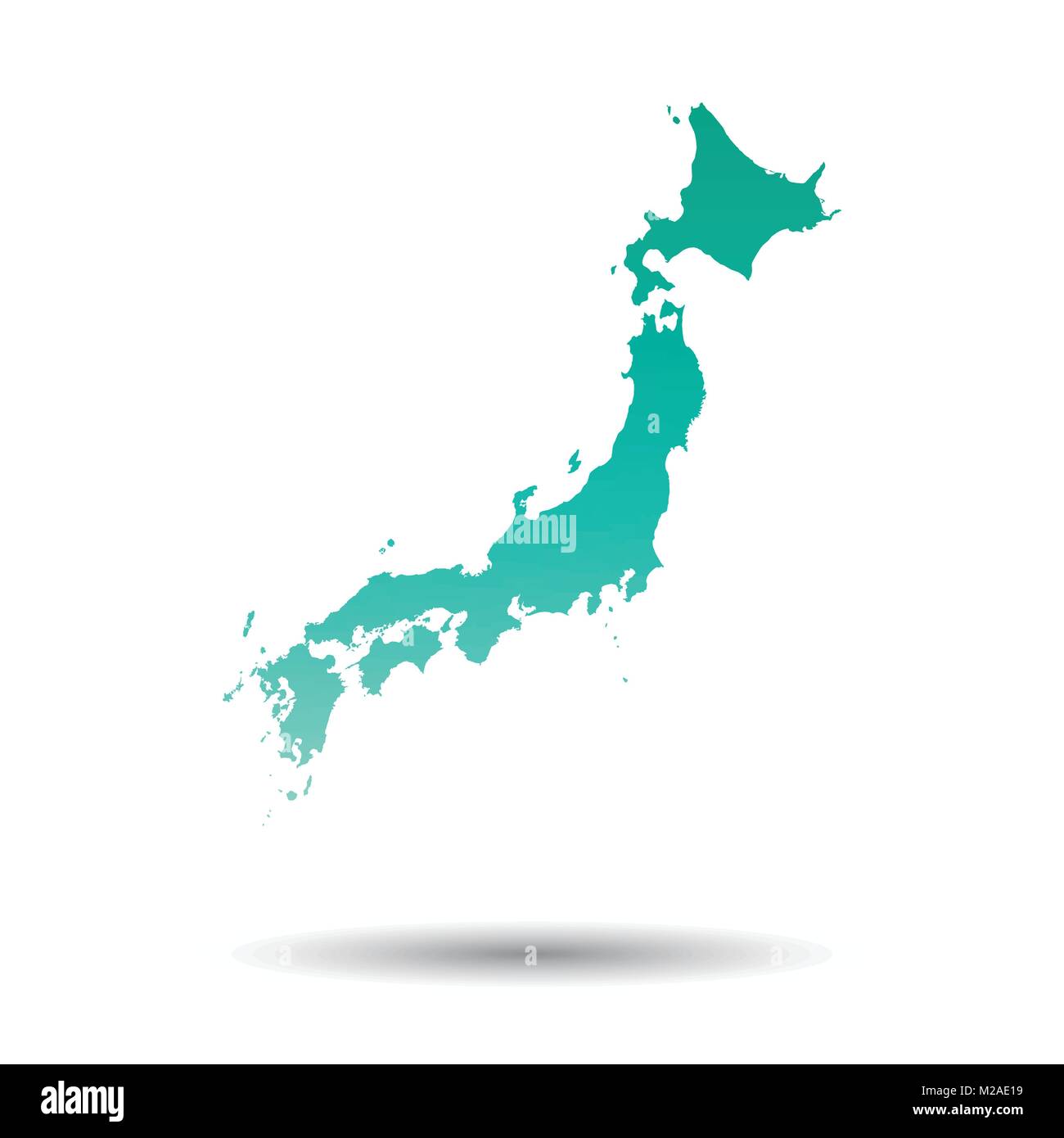 La carte du Japon. Vector illustration turquoise colorés sur fond blanc isolé. Illustration de Vecteur