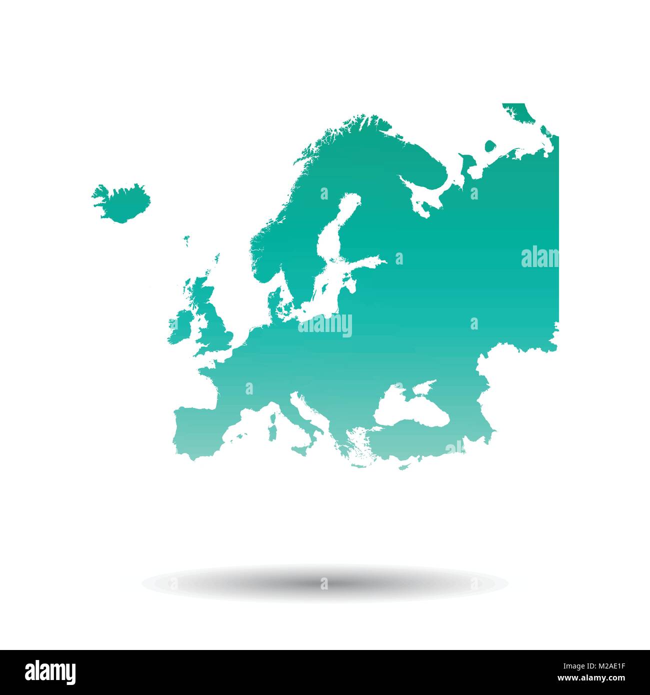 Carte d'Europe. Vector illustration turquoise colorés sur fond blanc isolé. Illustration de Vecteur