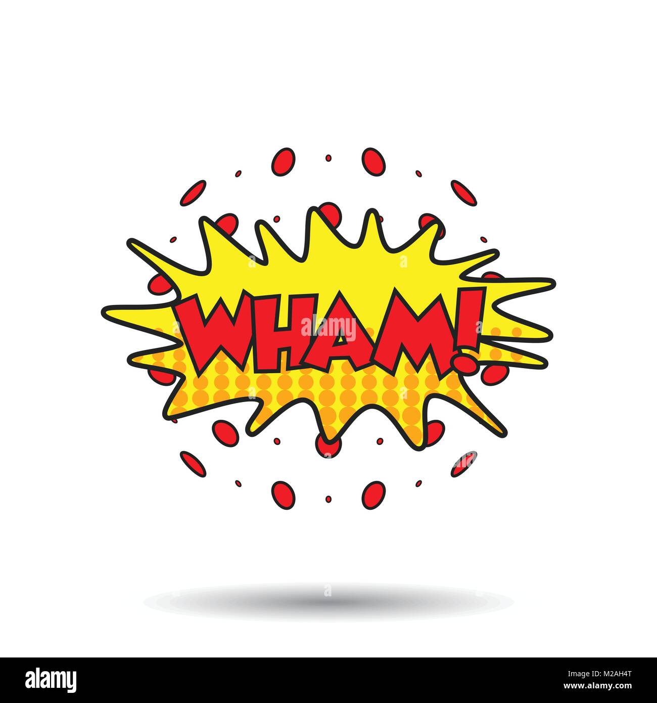 Wham comic effets sonores. Discours de la bulle sonore avec word et bande dessinée caricature sons expression vector illustration. Illustration de Vecteur