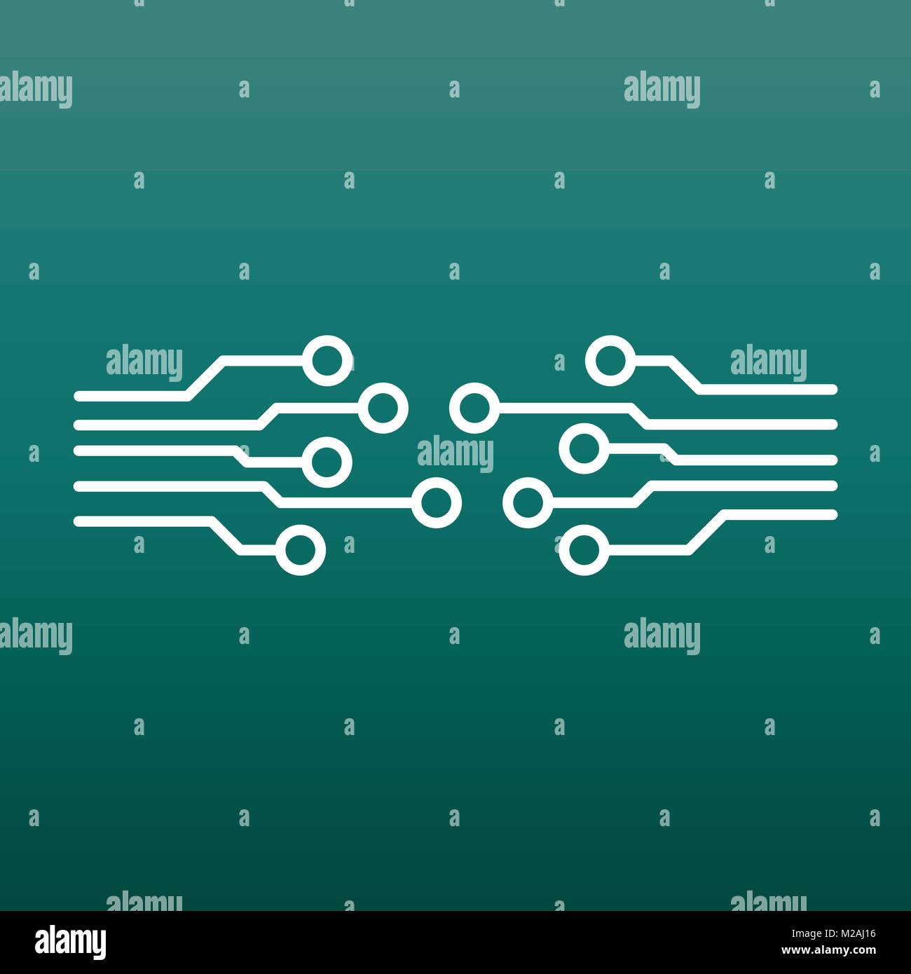 L'icône de la carte de circuits imprimés. Schéma de la technologie télévision symbole vector illustration sur fond vert. Illustration de Vecteur