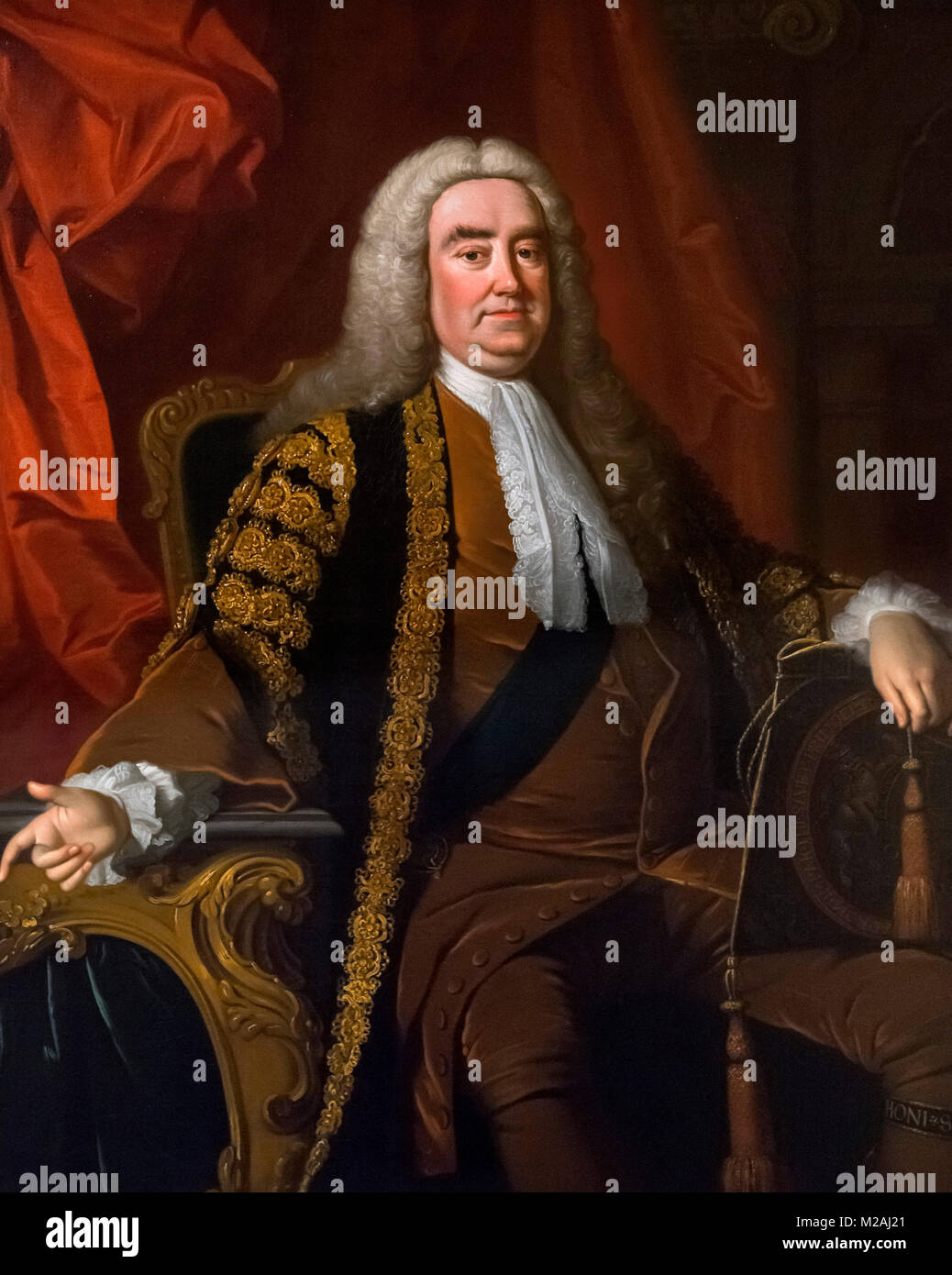 Robert Walpole, (1676-1745), copie d'un portrait original par Jean-Baptiste Van Loo, huile sur toile, c.1740 Banque D'Images