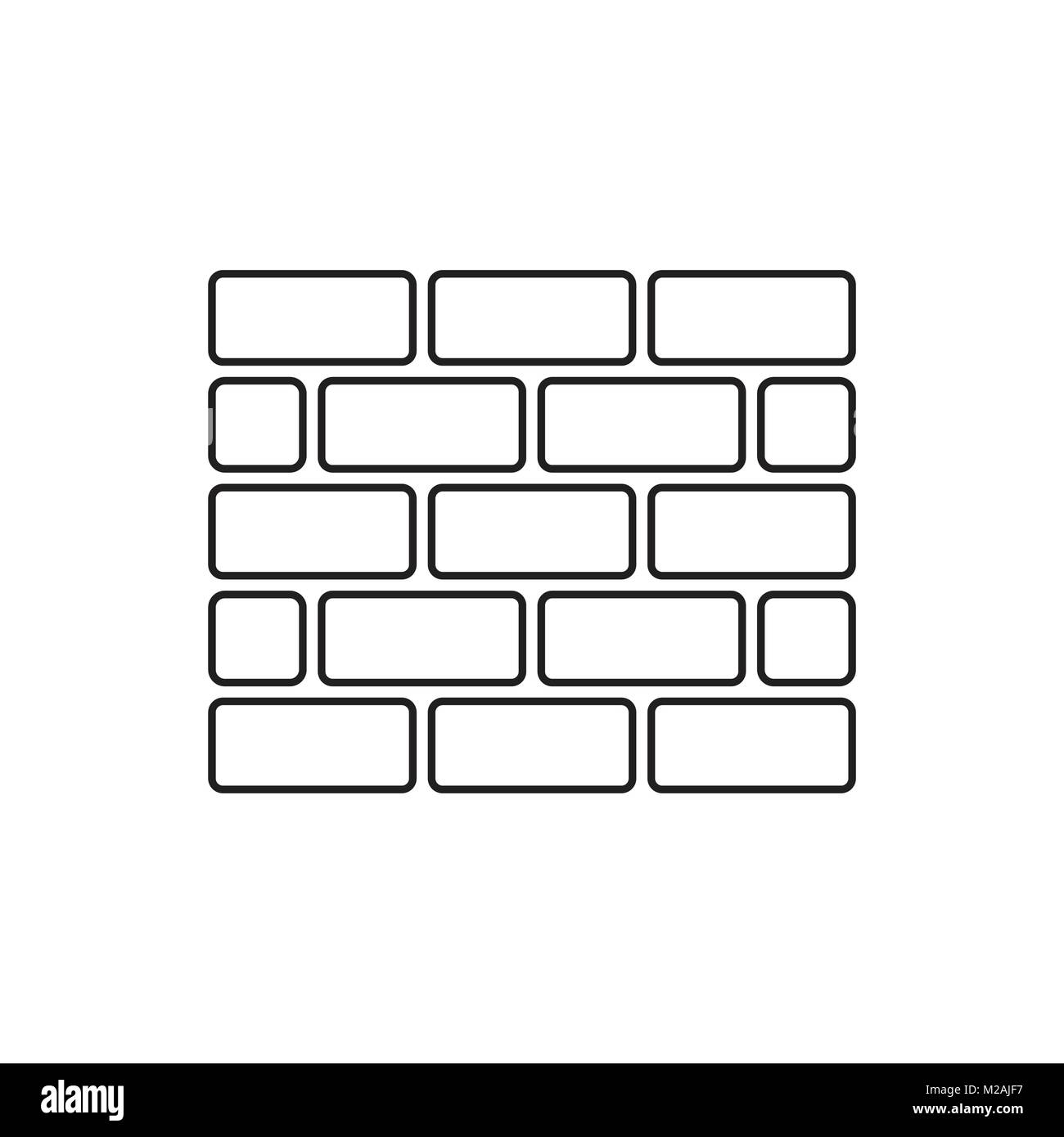Mur brique icône dans le style plat isolé sur fond blanc. Symbole de la paroi en illustration style de ligne. Illustration de Vecteur