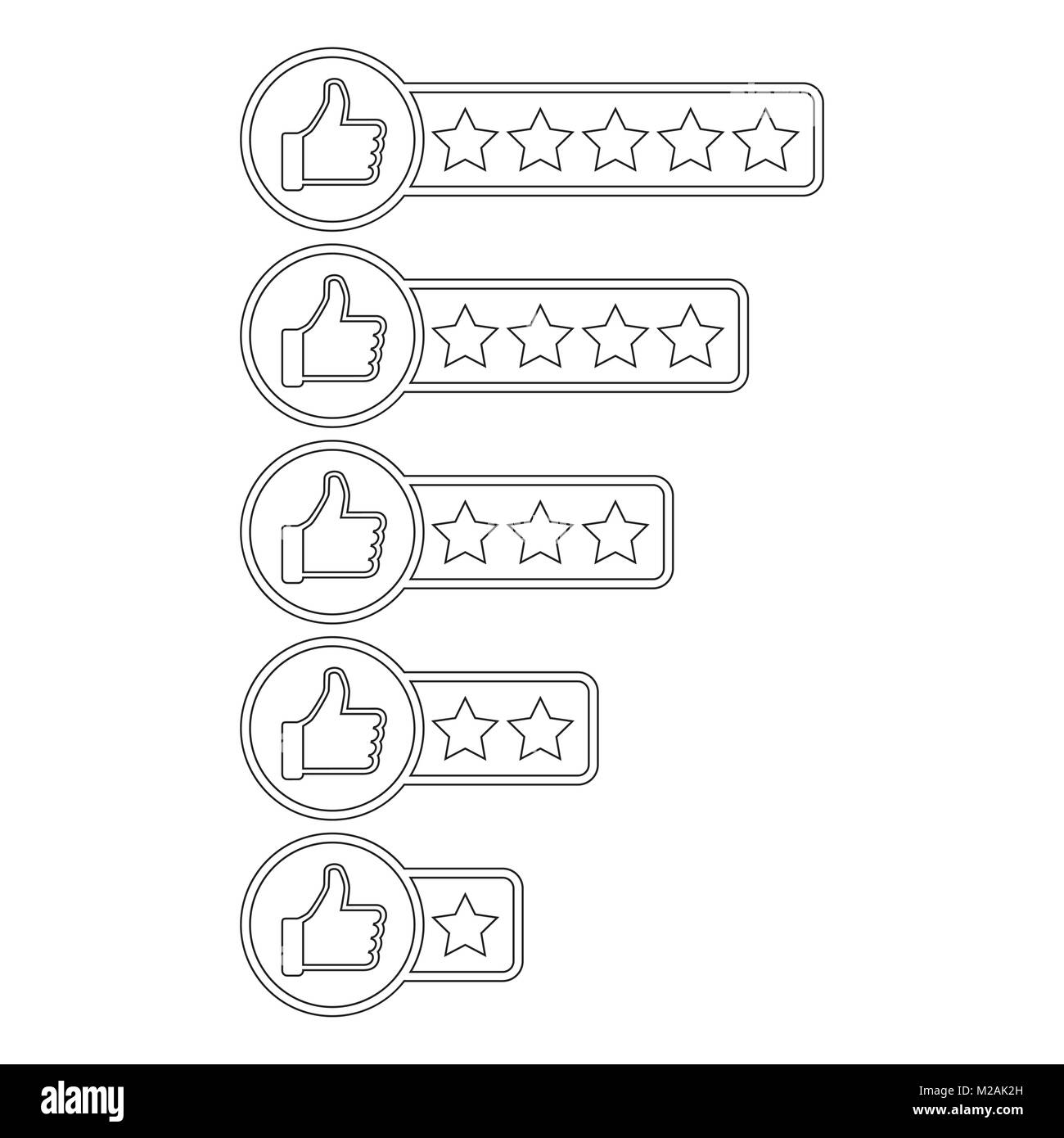 Revue de client icône. Thumb up avec étoiles vector illustration. Illustration de Vecteur