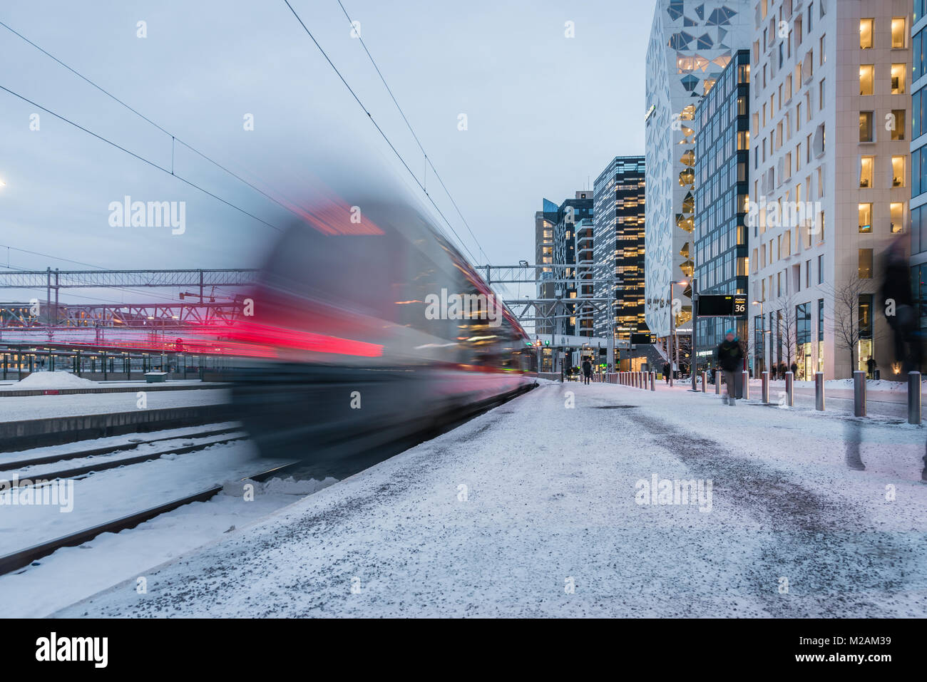 Train le code à barres district, un nouveau quartier d'affaires dans le centre d'Oslo Norvège Banque D'Images